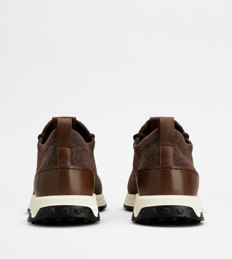 Tod's SOCK SNEAKERS IN FABRIC AND LEATHER - BROWN outlook
