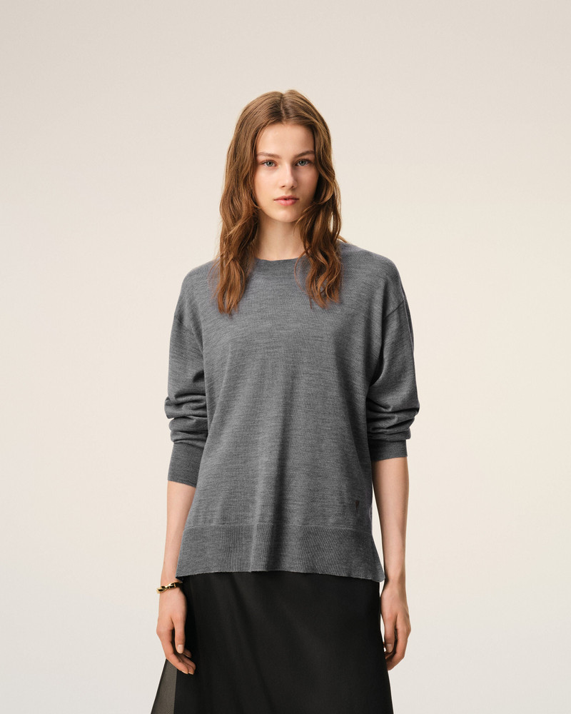 GREY THIN WOOL CREWNECK AMI DE COEUR SWEATER 3