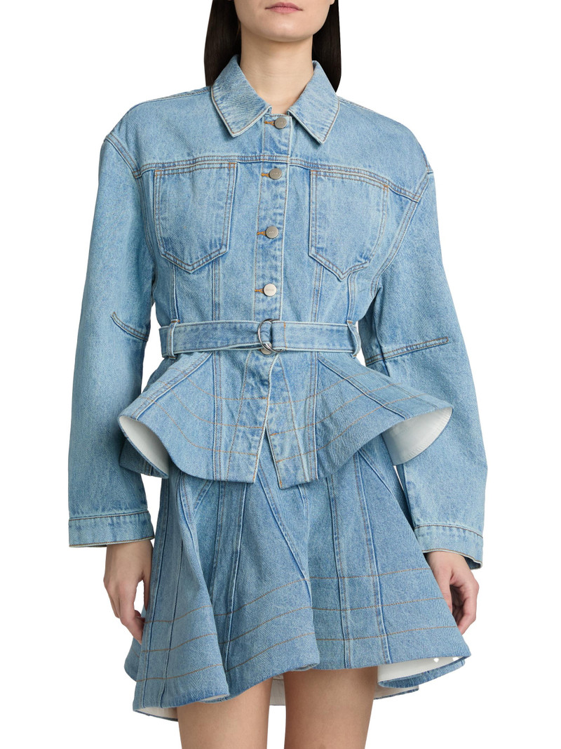 Women's Alex Ruffled Denim Jacket - Sky Blue Denim 3