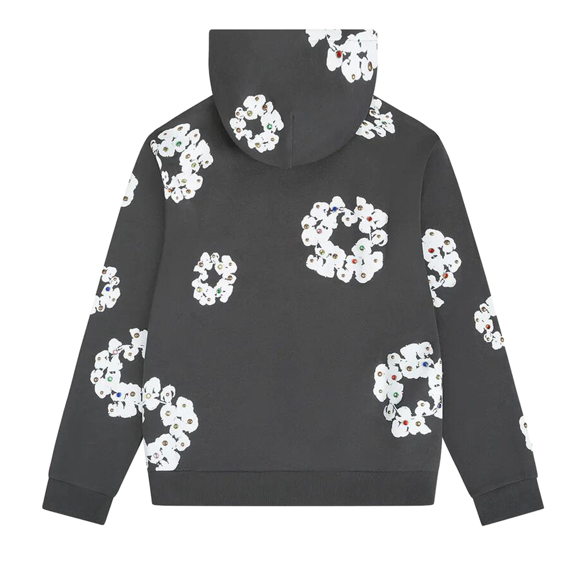 Denim Tears Rhinestone Wreath Zip Hoodie 'Vintage Black' - 2