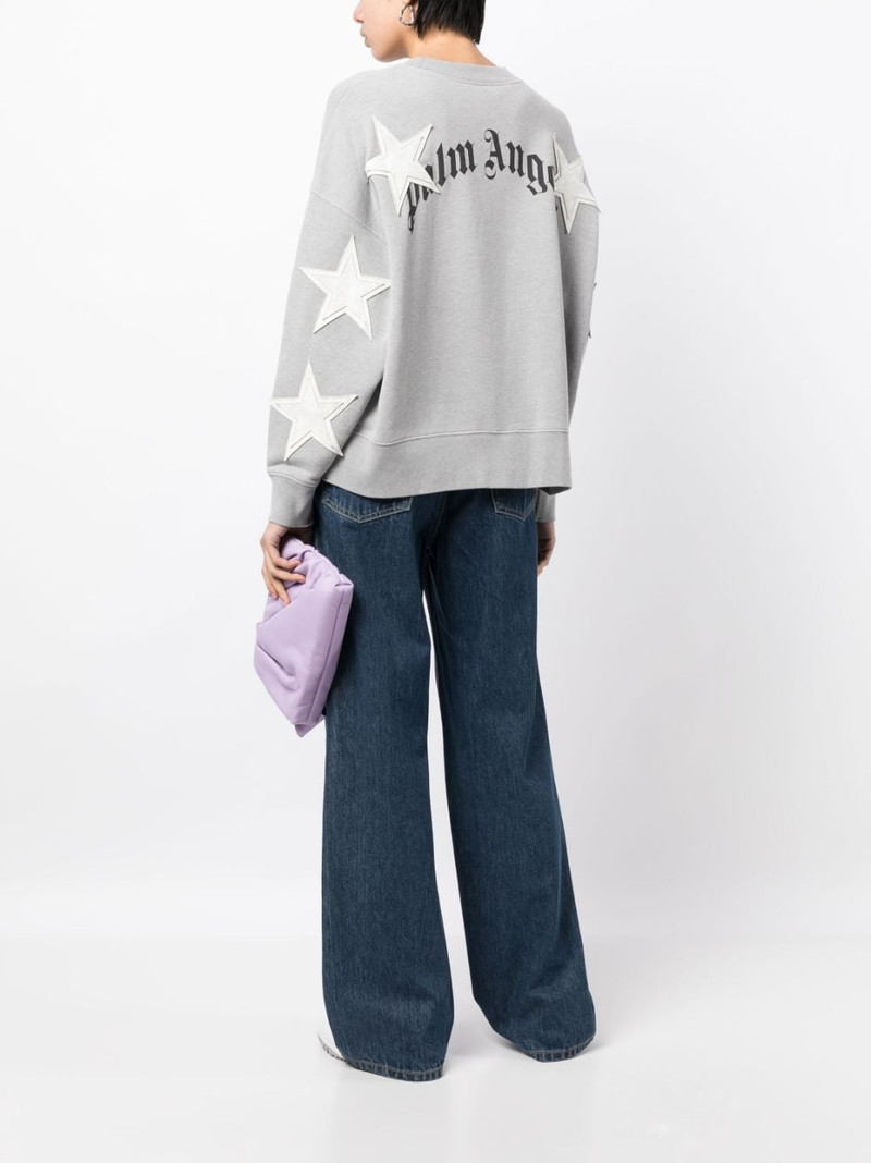 Palm Angels logo-print star-patch cotton sweatshirt outlook