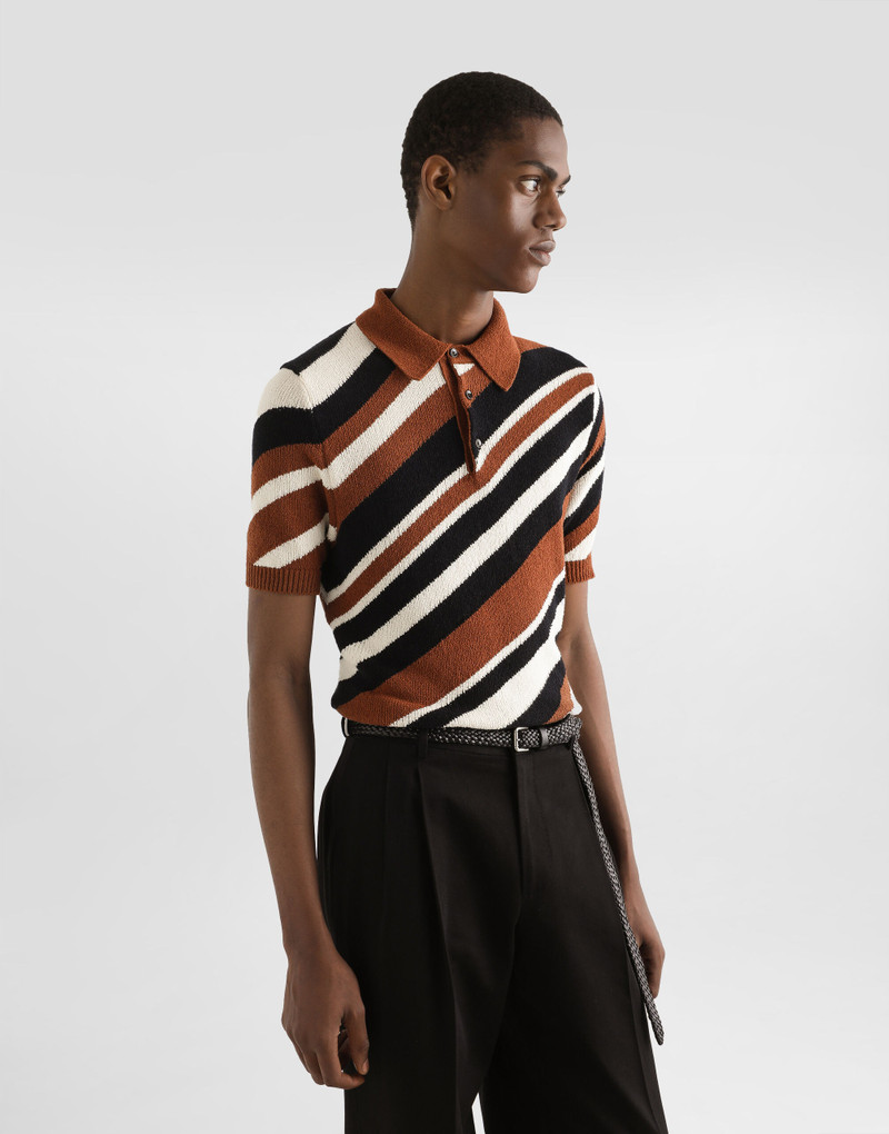 Short-sleeved 면 폴로 셔츠 와 striped inlay 4