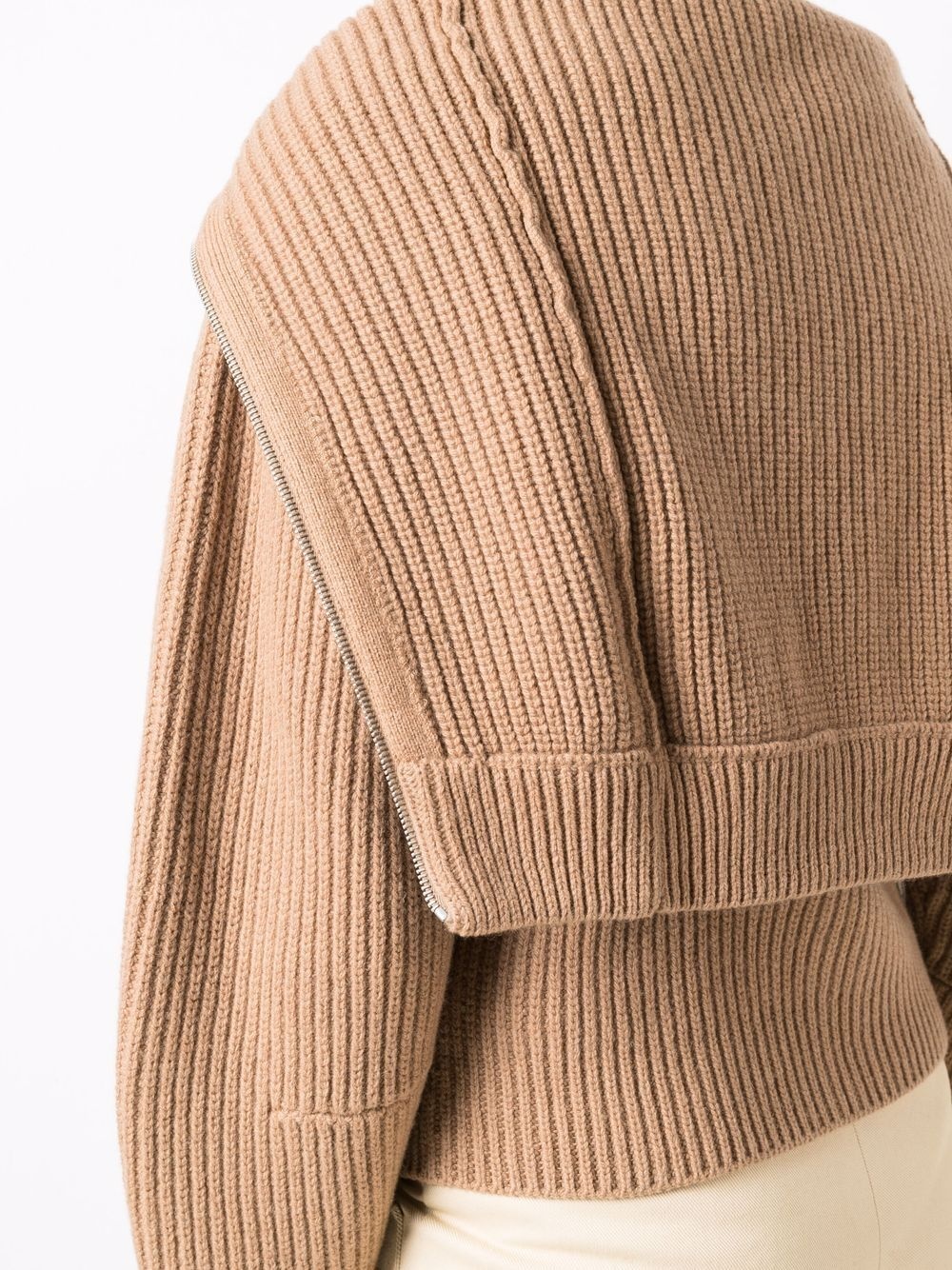 folded-collar zipped cardigan - 5