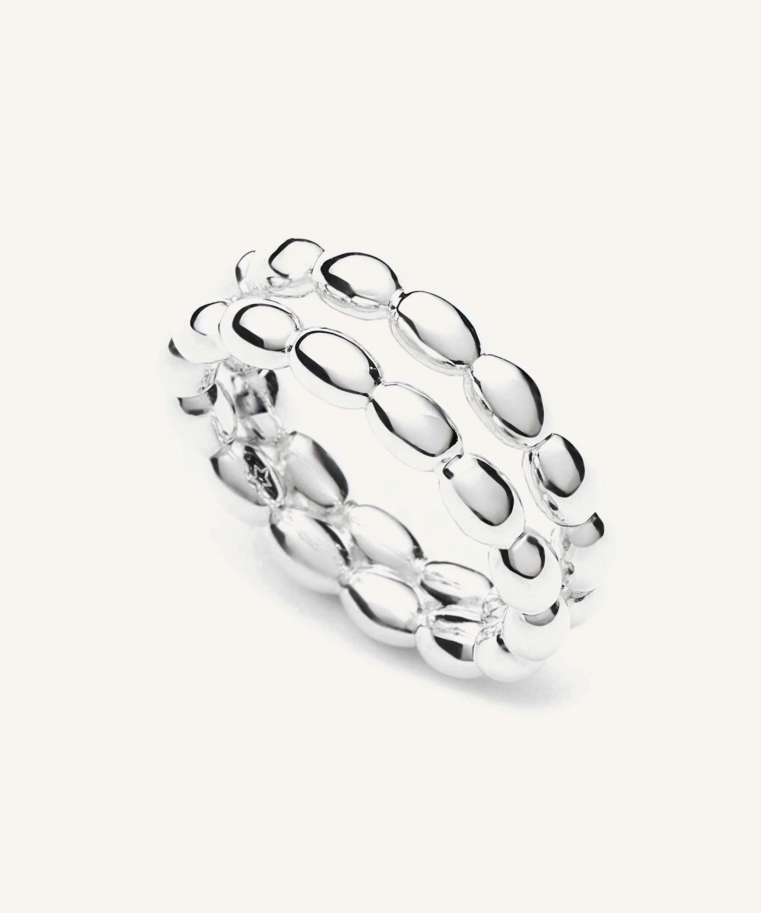 Silver-Plated Molten Olive Stacked Ring - 1