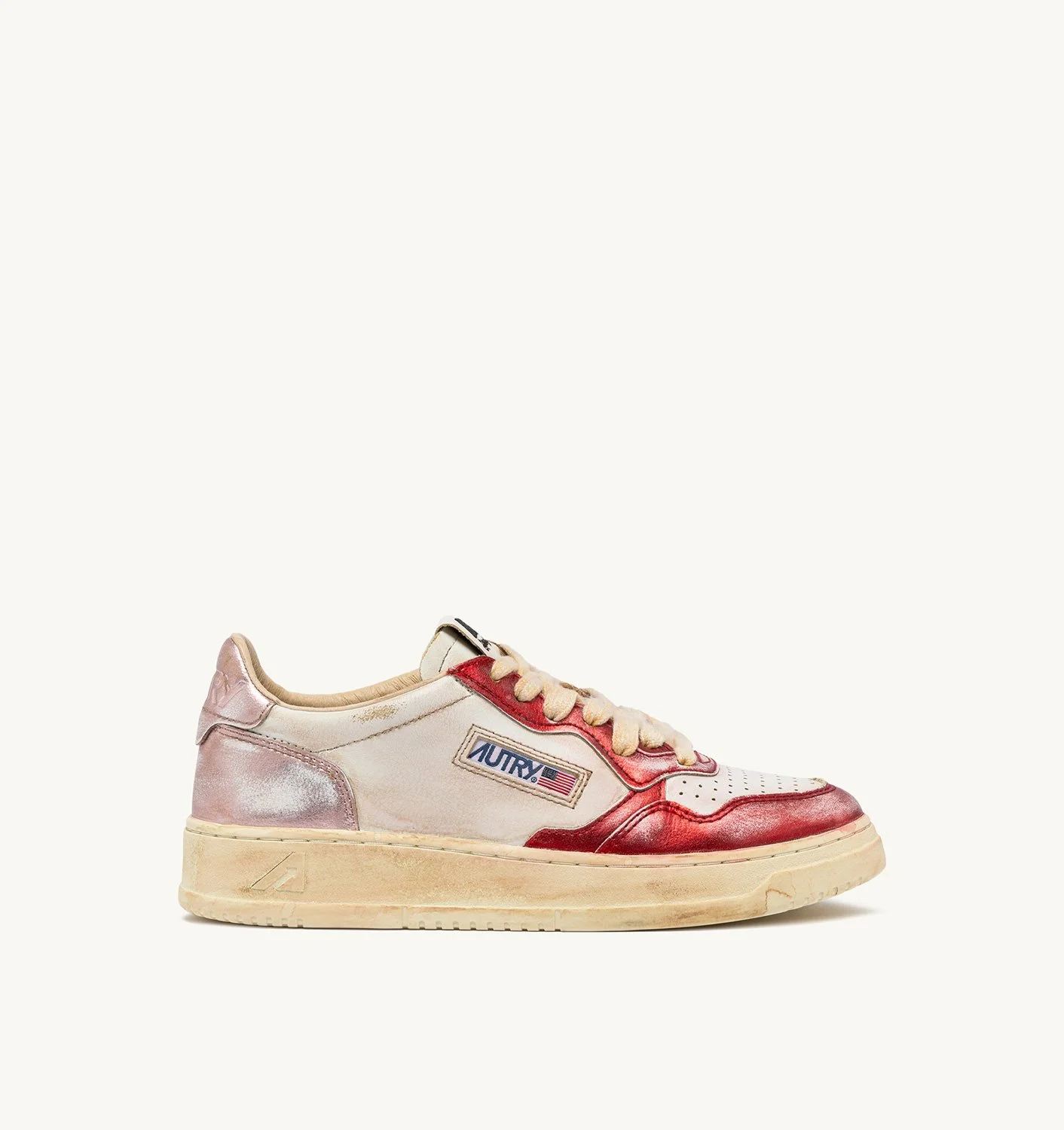 MEDALIST LOW SUPER VINTAGE SNEAKERS IN RED AND PINK BRUSHED LEATHER - 1