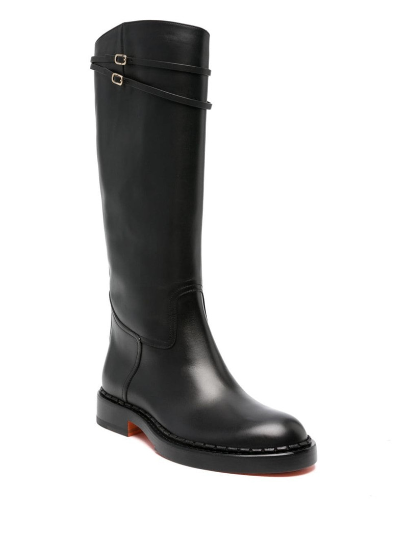Santoni knee-length leather boots outlook