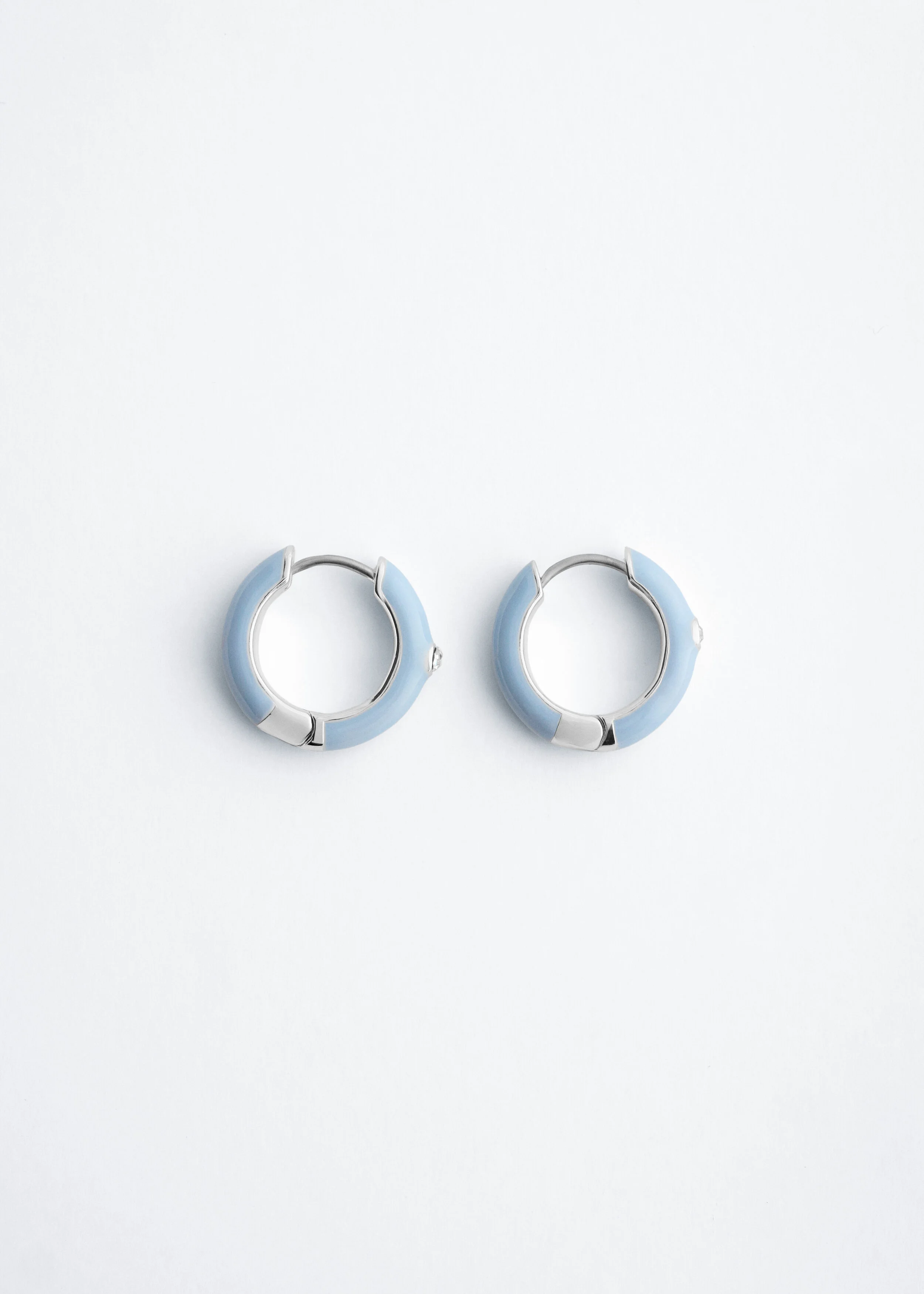 Glass Detail Brass Hoop Earrings - 1