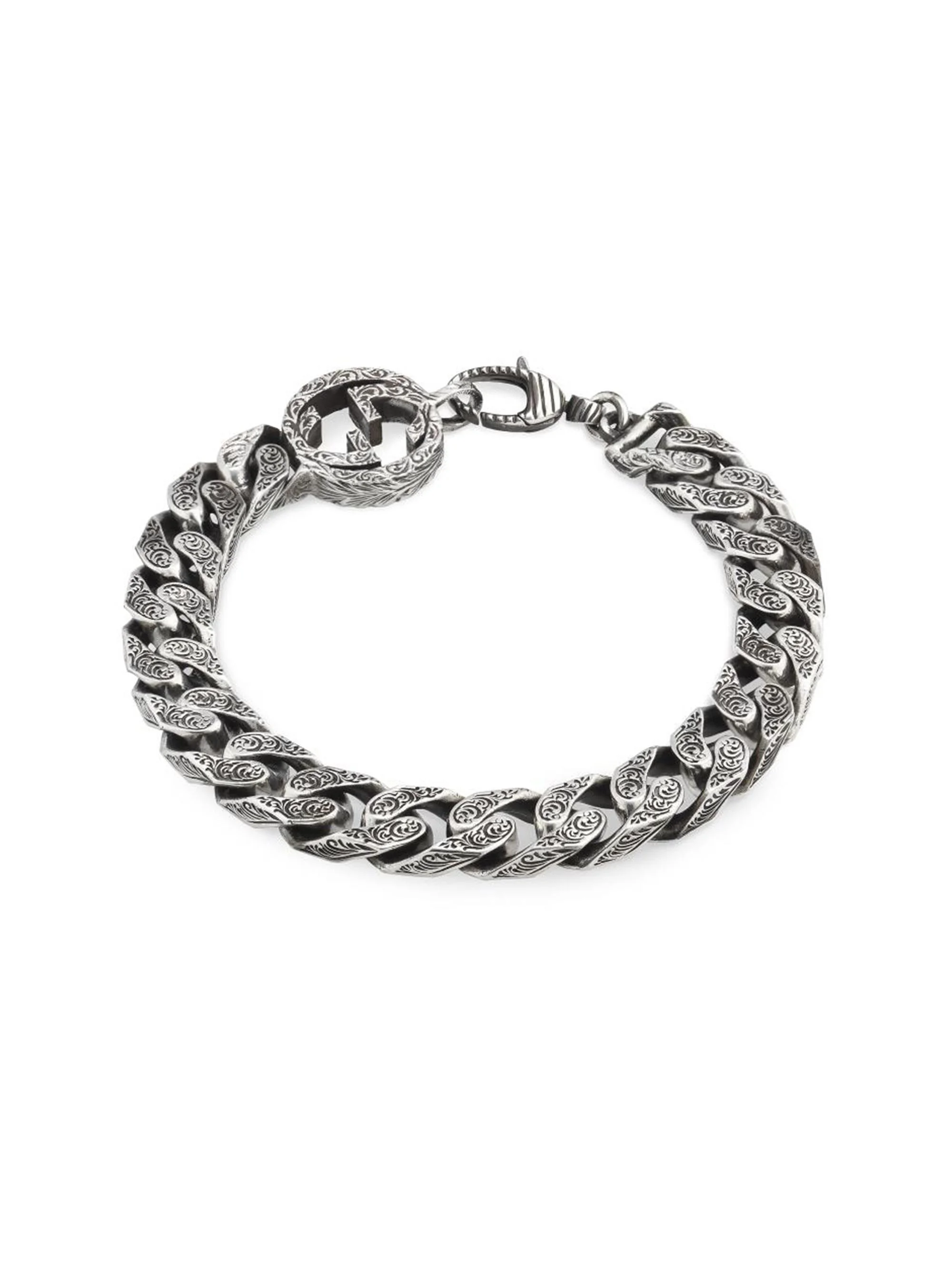 Logo-Detailed Burnished Sterling Silver Bracelet - 1