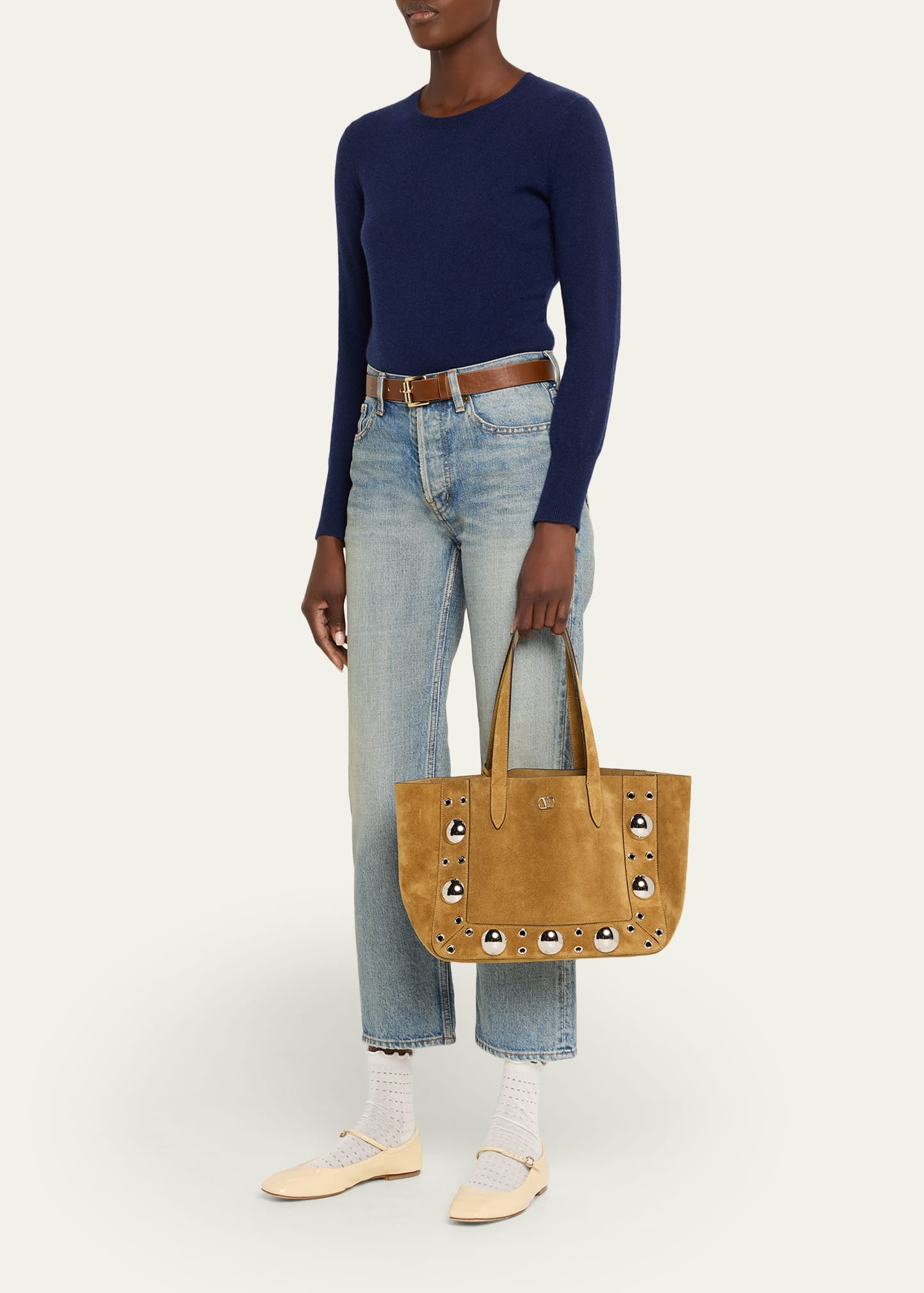 Nellcote Medium Studded Suede Tote Bag - 6