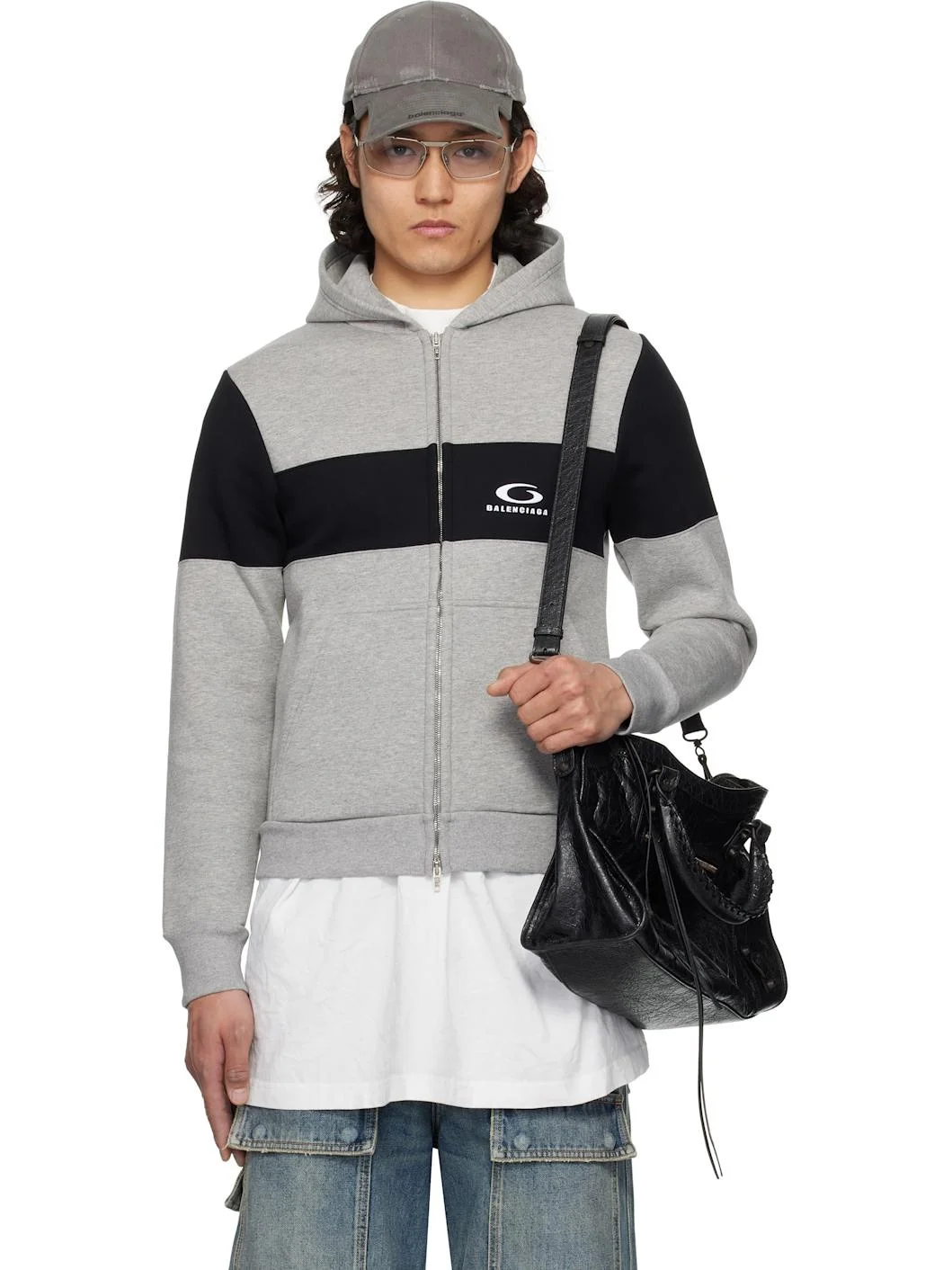 Gray & Black Technical Jersey Hoodie - 1