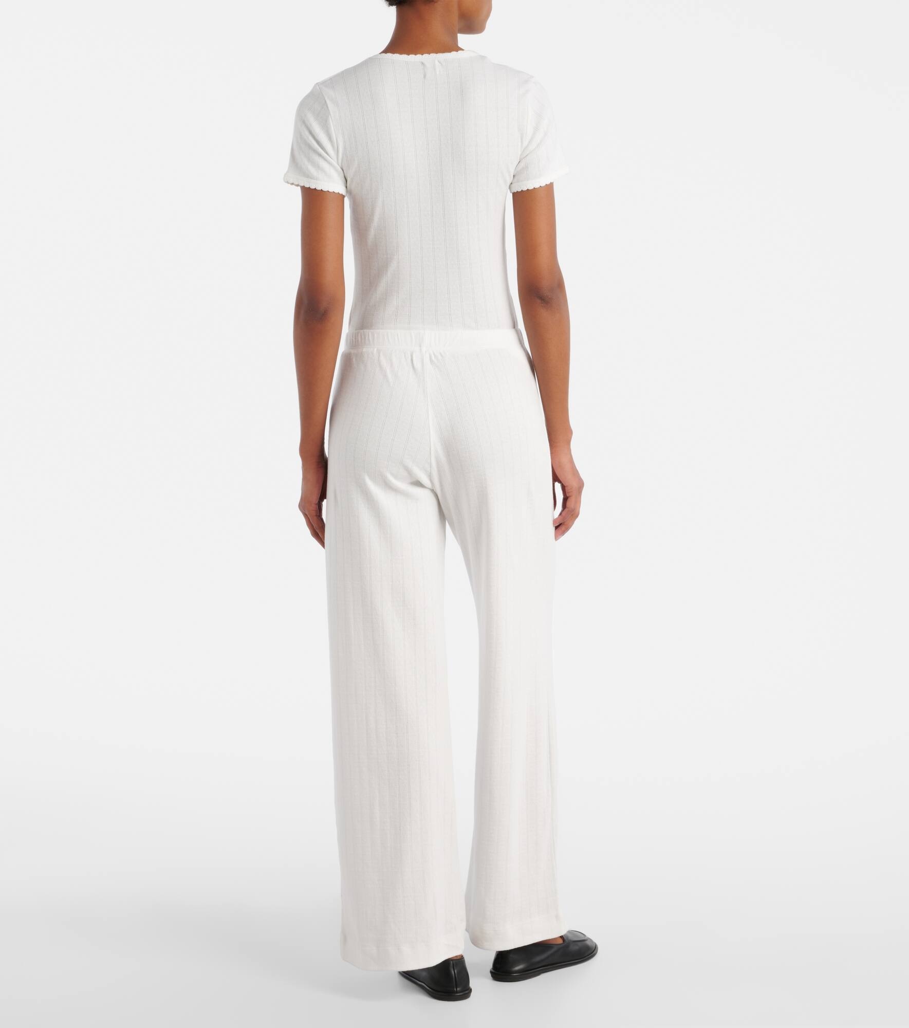 Pointelle cotton wide-leg pants - 3