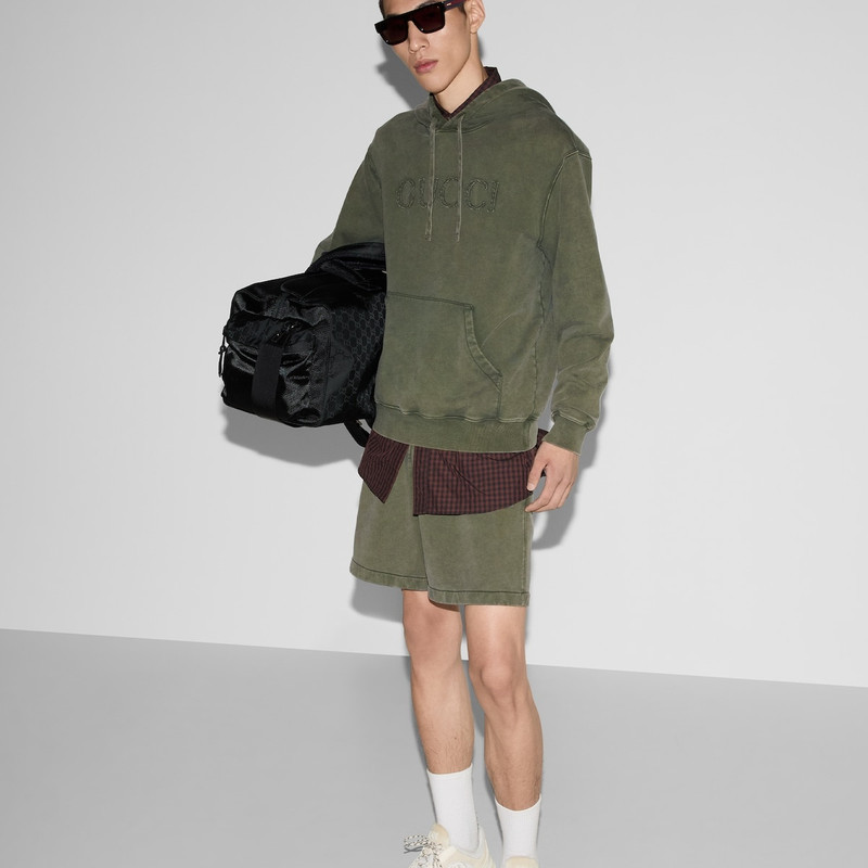 Embroidered cotton basketball shorts 6