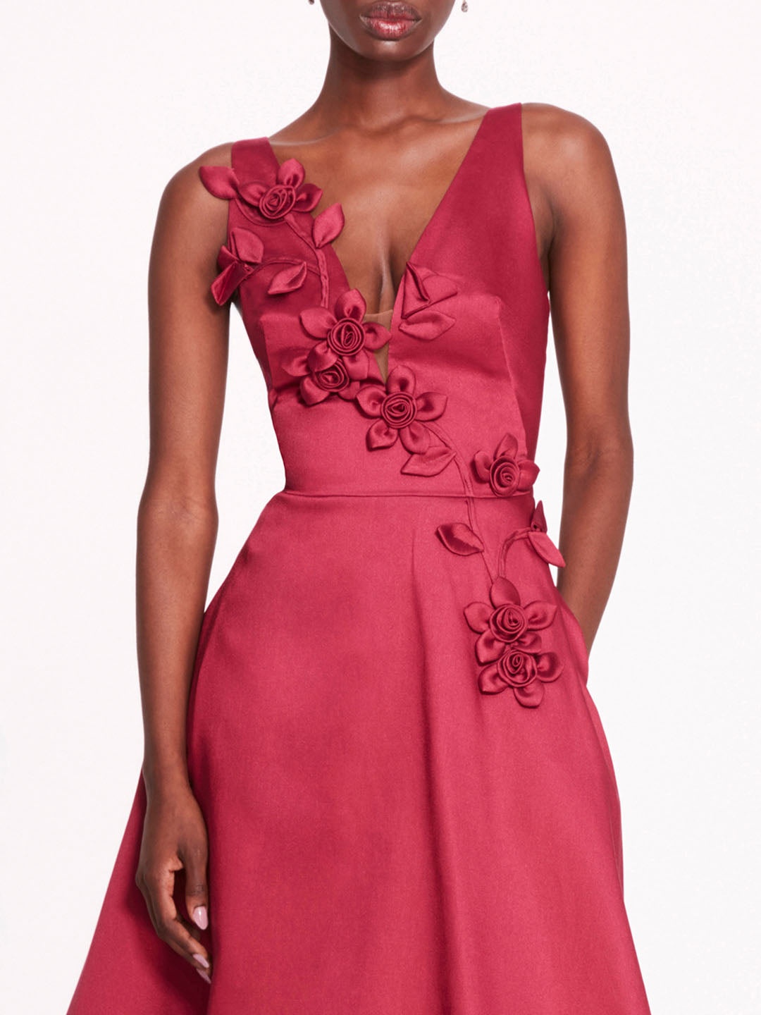 FLORAL MIKADO MIDI DRESS - 4