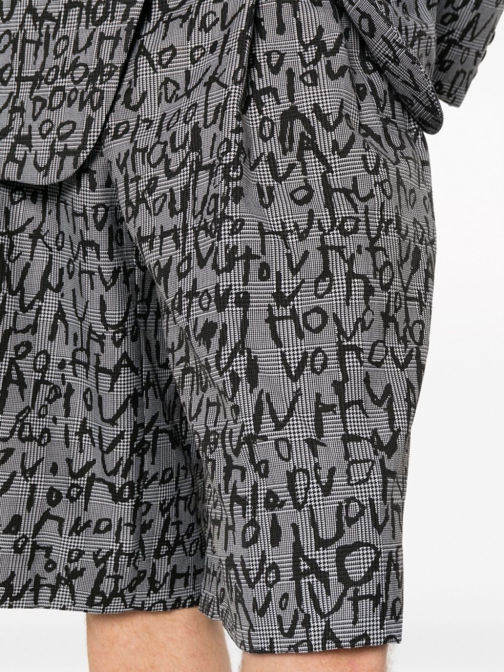 text-print plaid-check tailored shorts - 5
