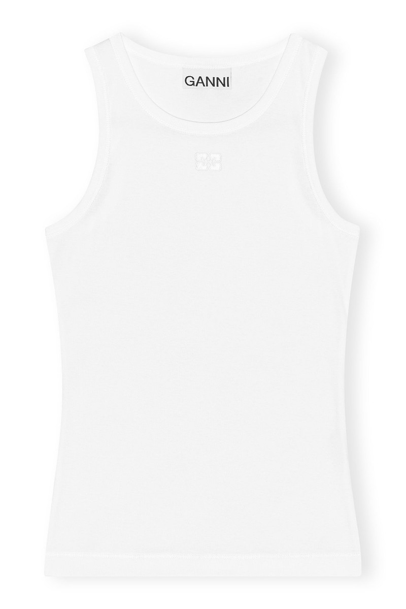 WHITE SOFT COTTON RIB TANK TOP 1