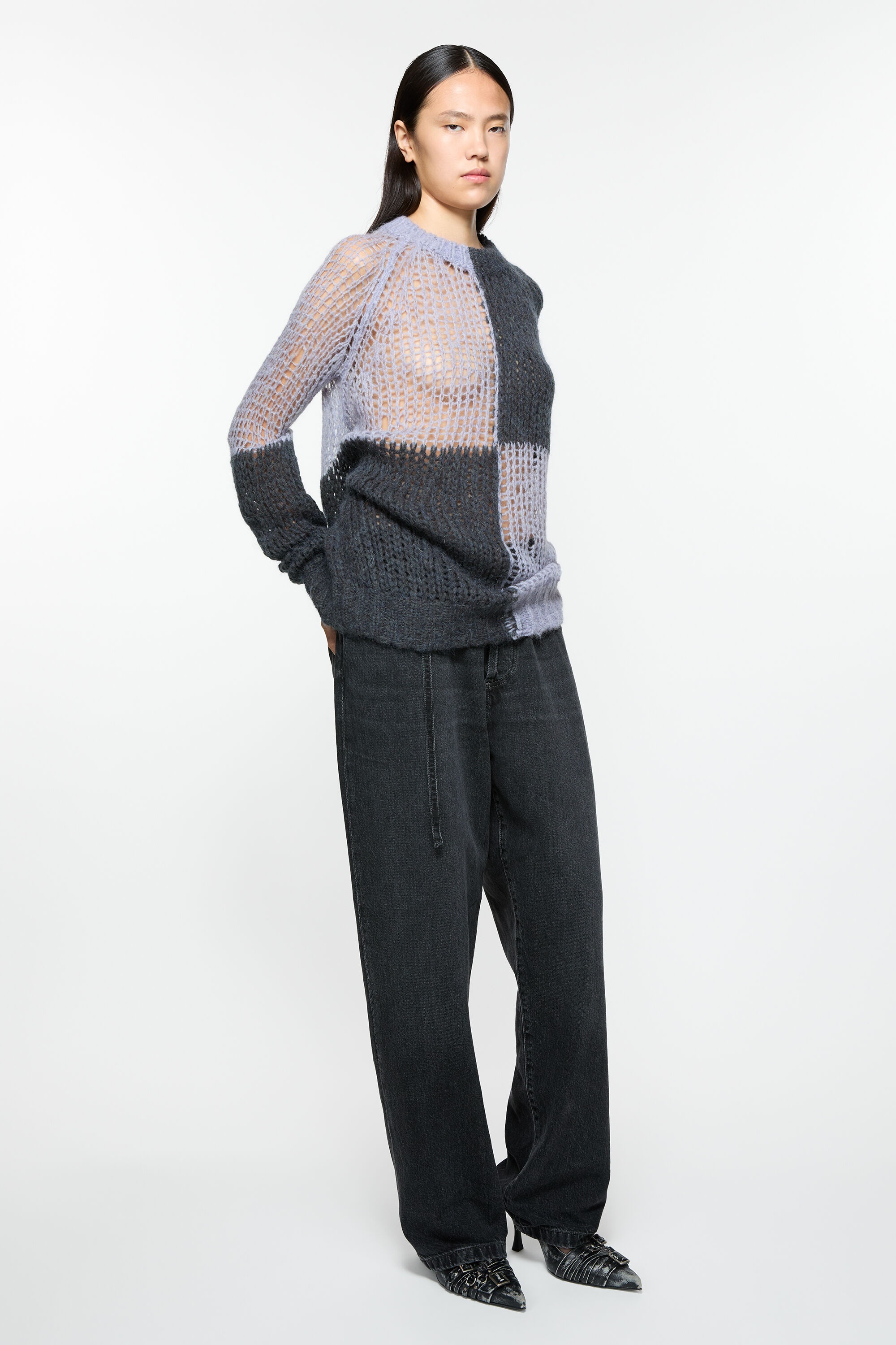 Loose knit mohair jumper - Purple/grey - 5
