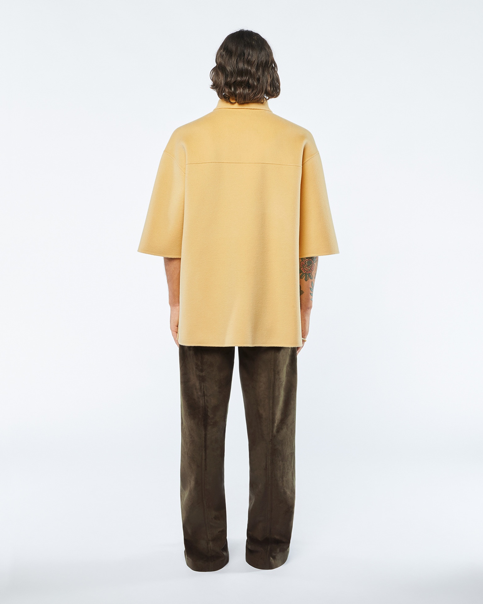 AMON - Double wool and silk overshirt - Sun yellow - 4