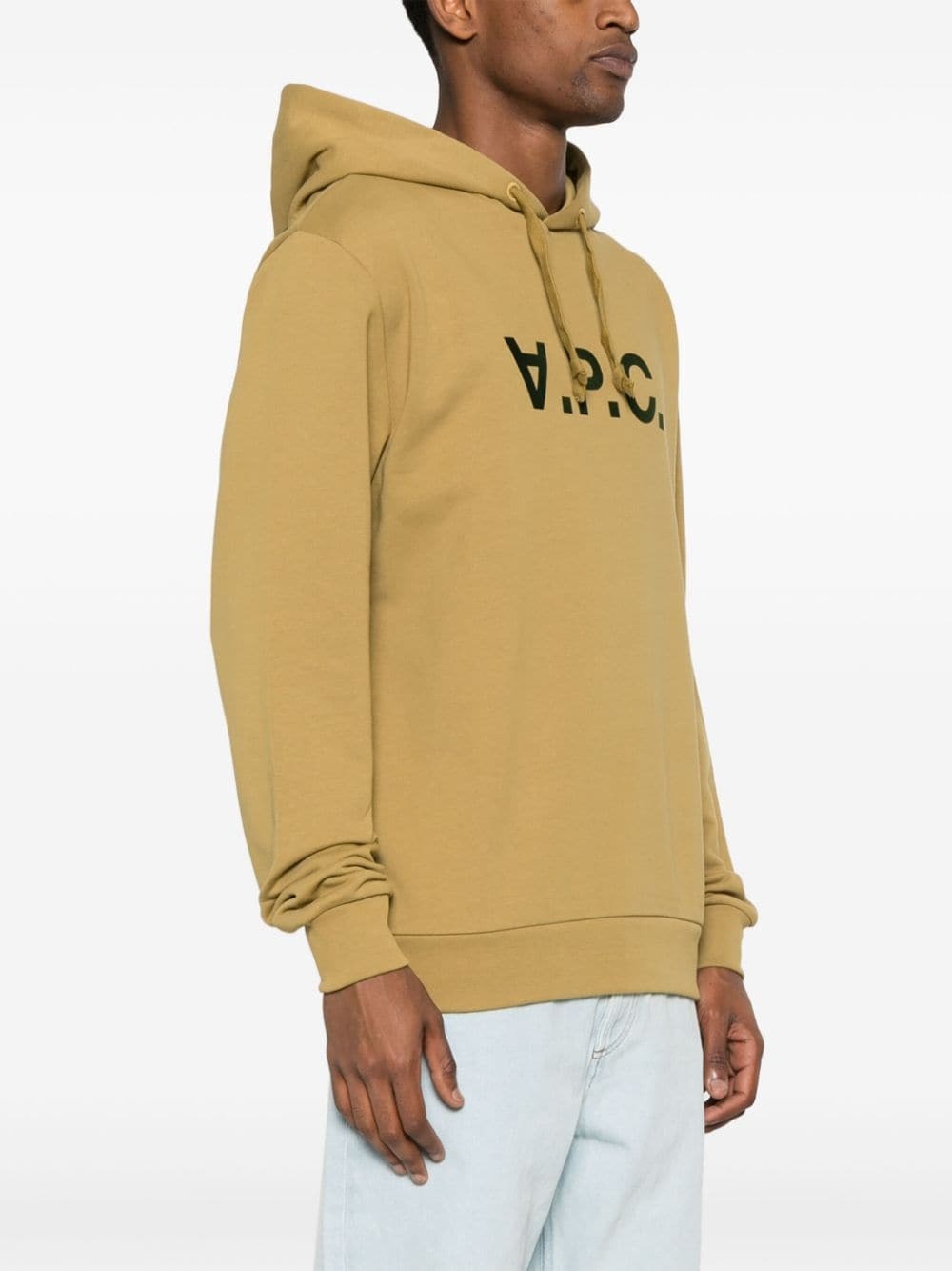 logo-flocked cotton hoodie - 3