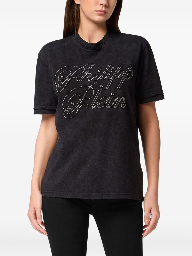 PHILIPP PLEIN embroidered-logo cotton T-shirt outlook