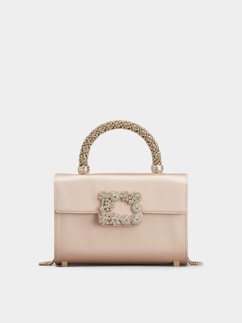 Flower Strass Jewel Buckle Clutch Bag Mini in Satin 1