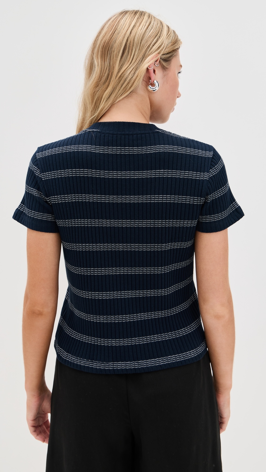 Striped Short Sleeve Crew Top - 2