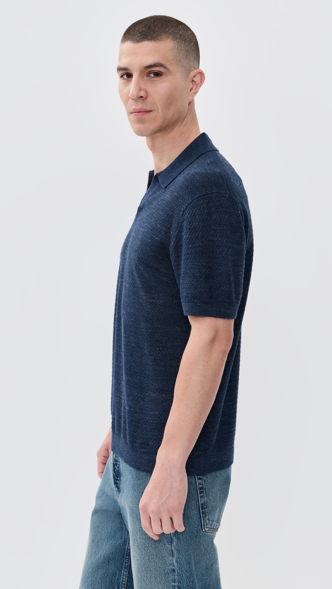 Brenan Polo in Pacific Linen - 4