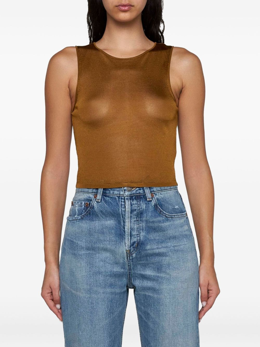 knitted cropped tank top - 3