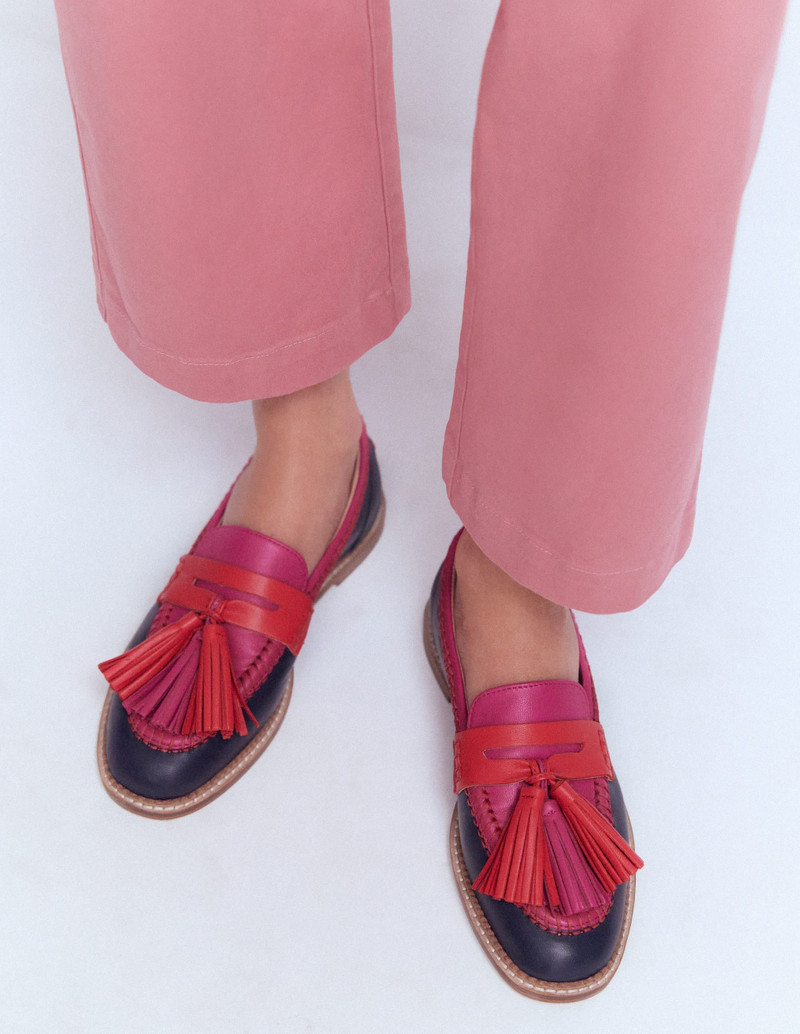 BODEN Nya Penny Loafers-Colourblock Tassel outlook