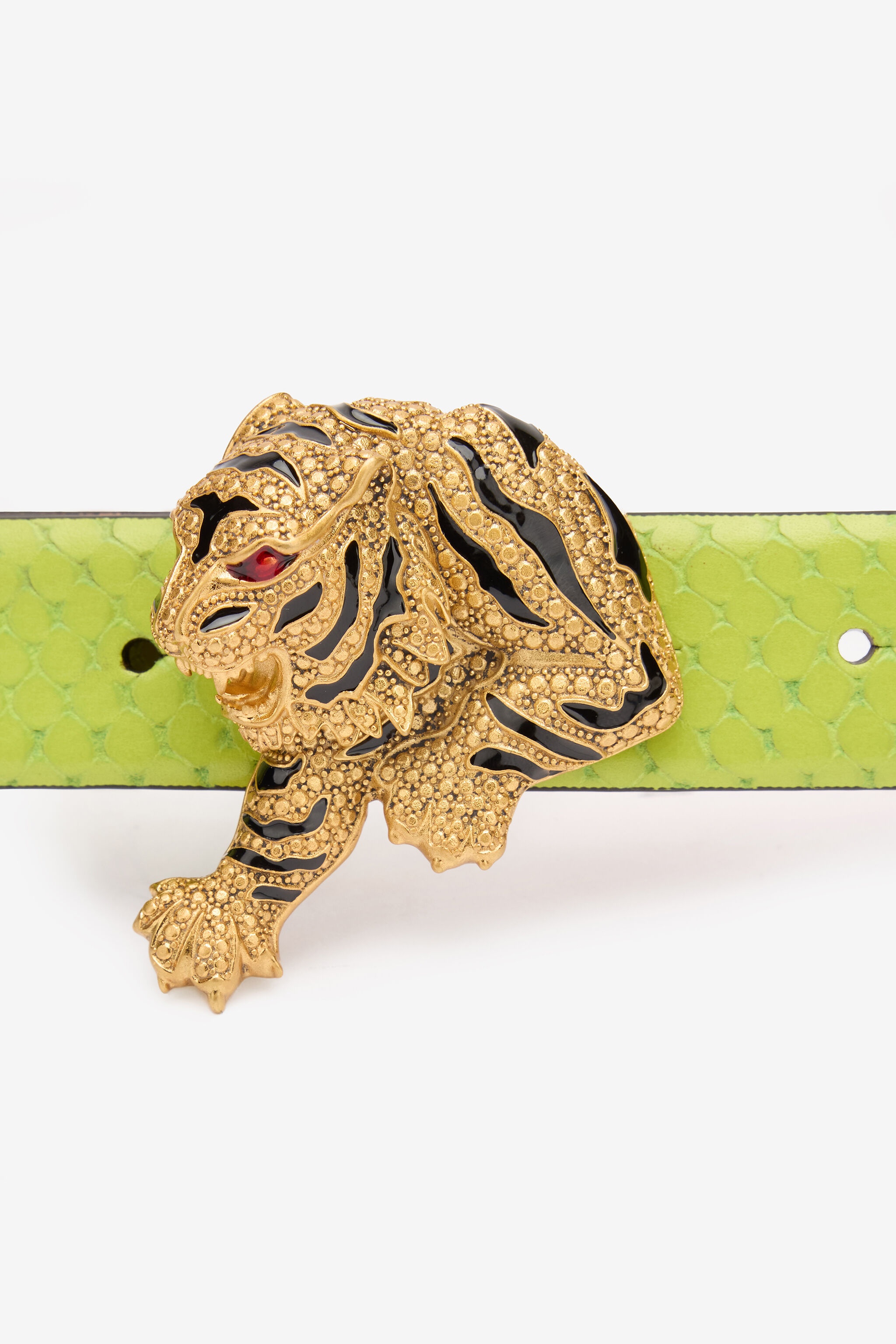 Snake-Effect Belt With Bejeweled Tiger - 3
