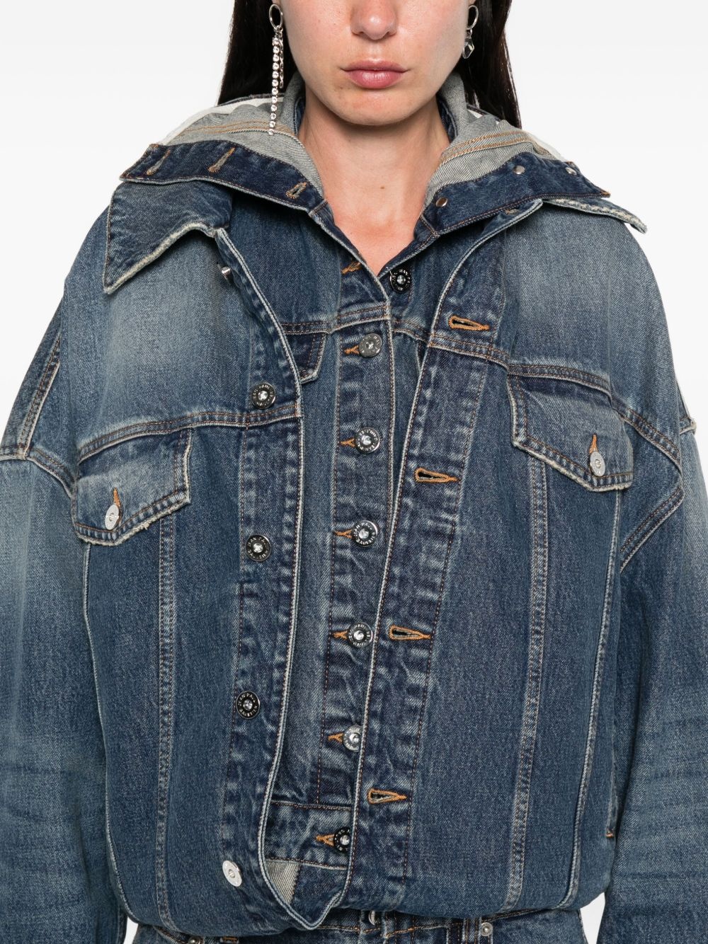 hooded denim jacket - 5