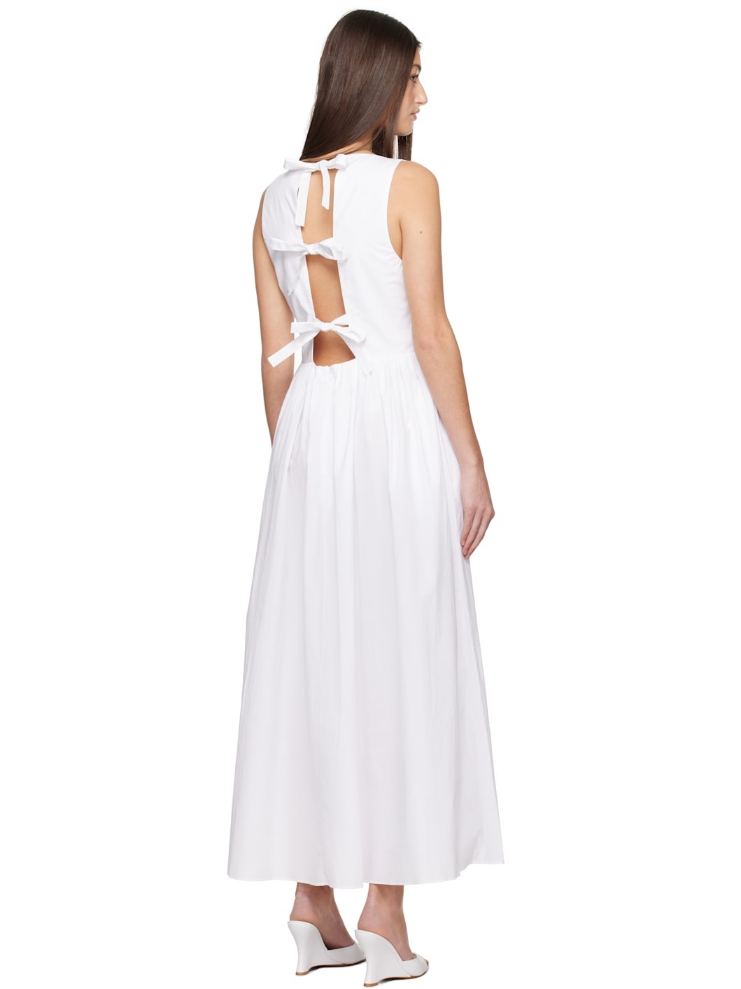White Tie Back Midi Dress - 3