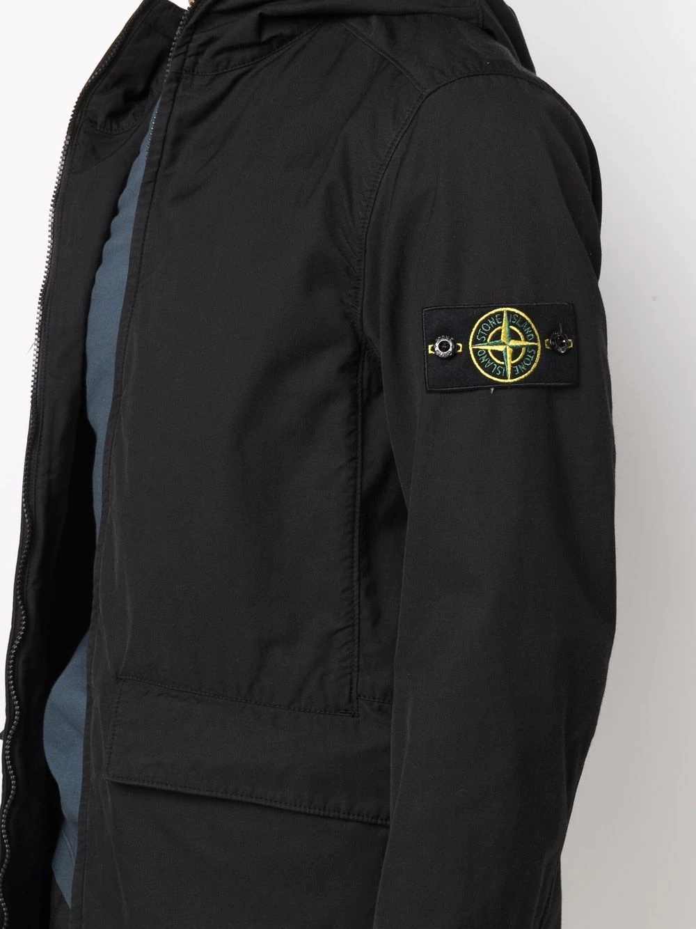 Compass badge hooded zip-up jacket - 5