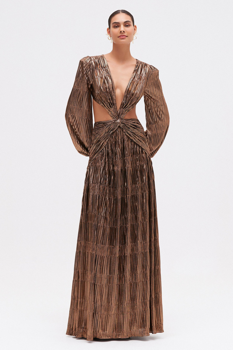METALLIC PLISSE CUT OUT GOWN 1