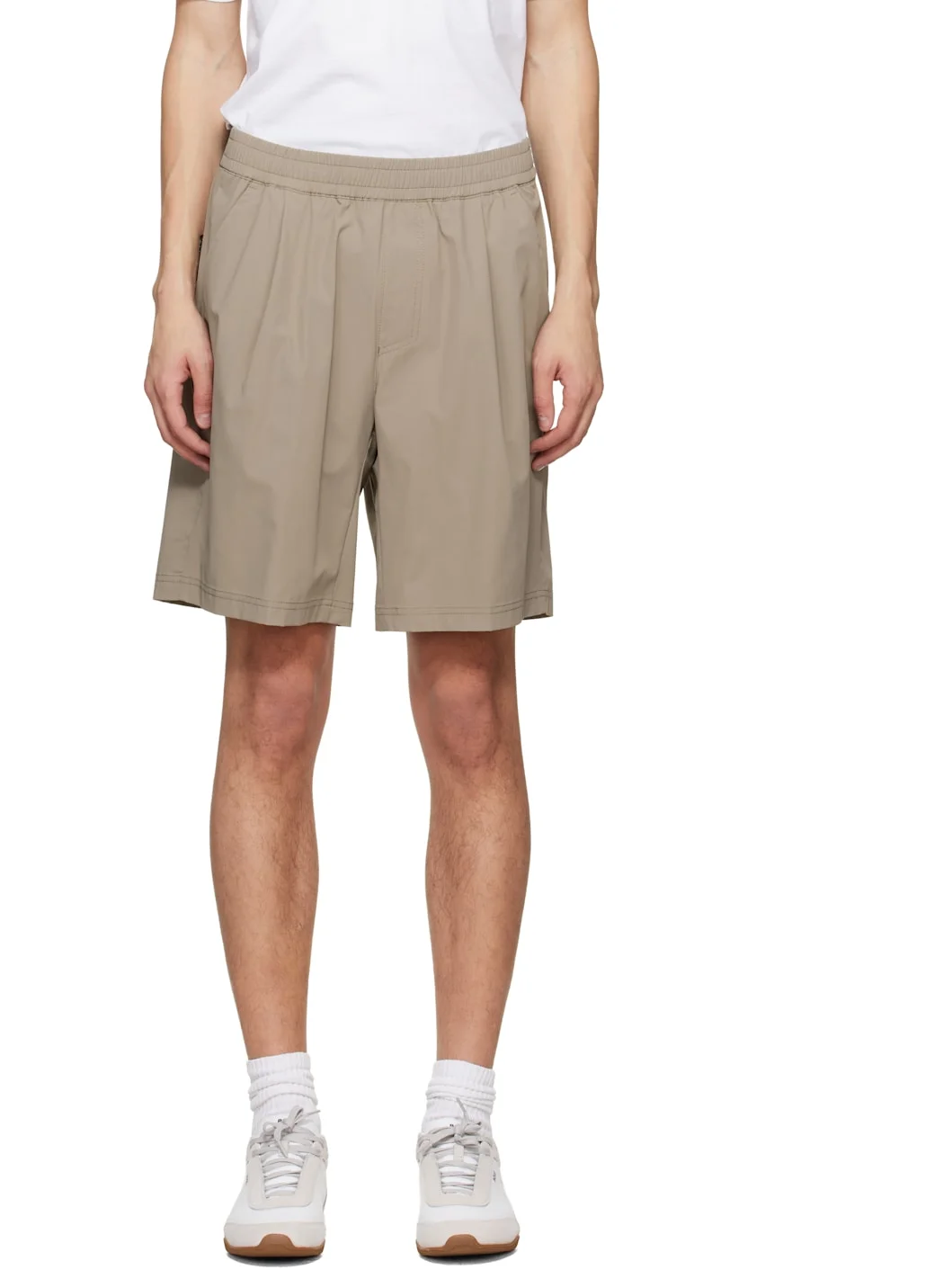 Taupe Water-Repellent Micro-Waffle Shorts - 1