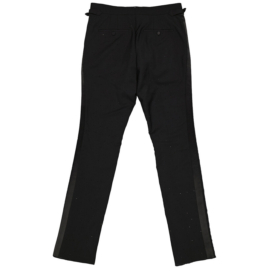 Open Box - Burberry Men's Black Embellished Mohair Wool Classic Fit Tailored Trousers, Brand Size 52 - 2