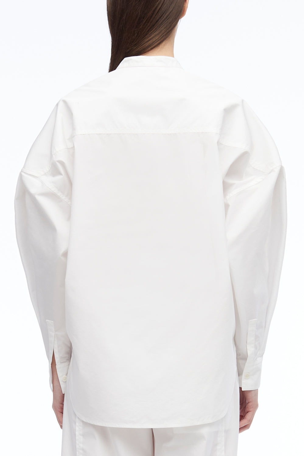 Long Sleeve Band Collar Poplin Shirt - 3
