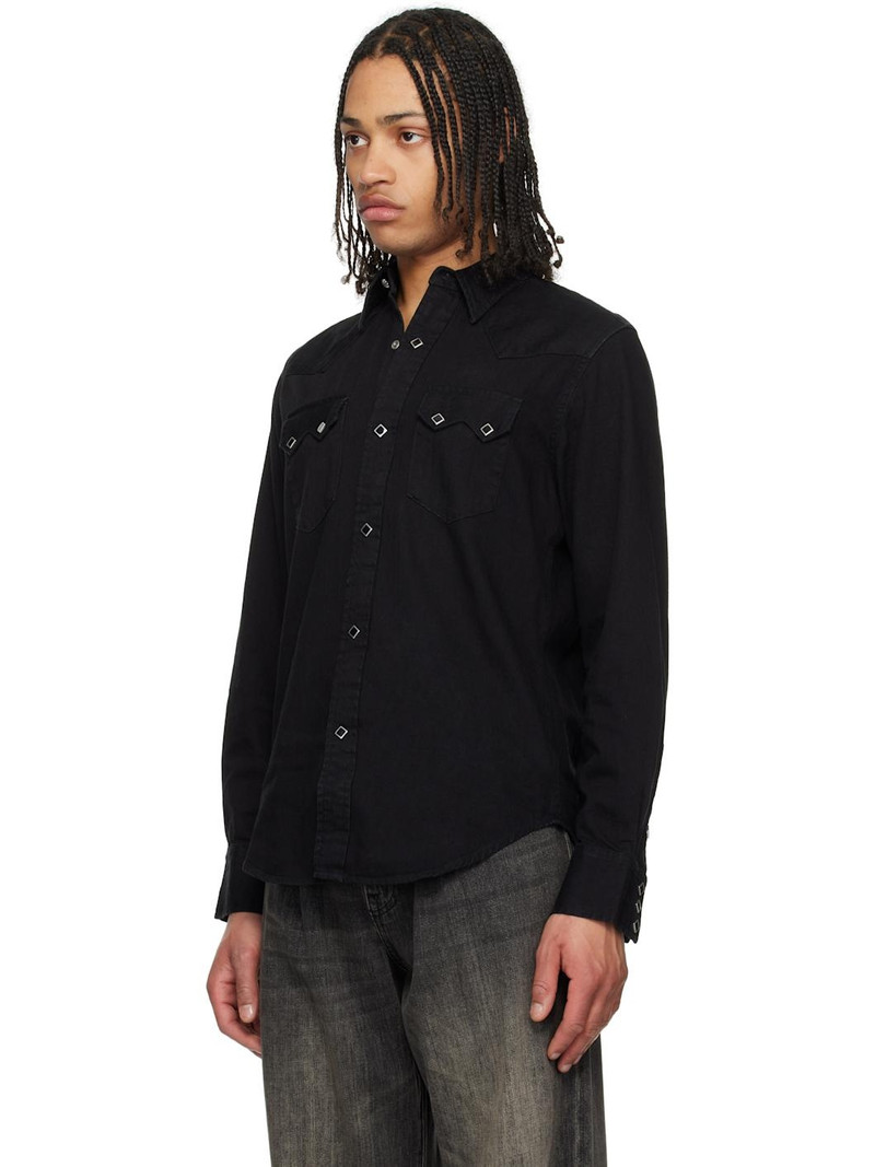 RRL by Ralph Lauren Black Slim Fit Denim Western Shirt outlook