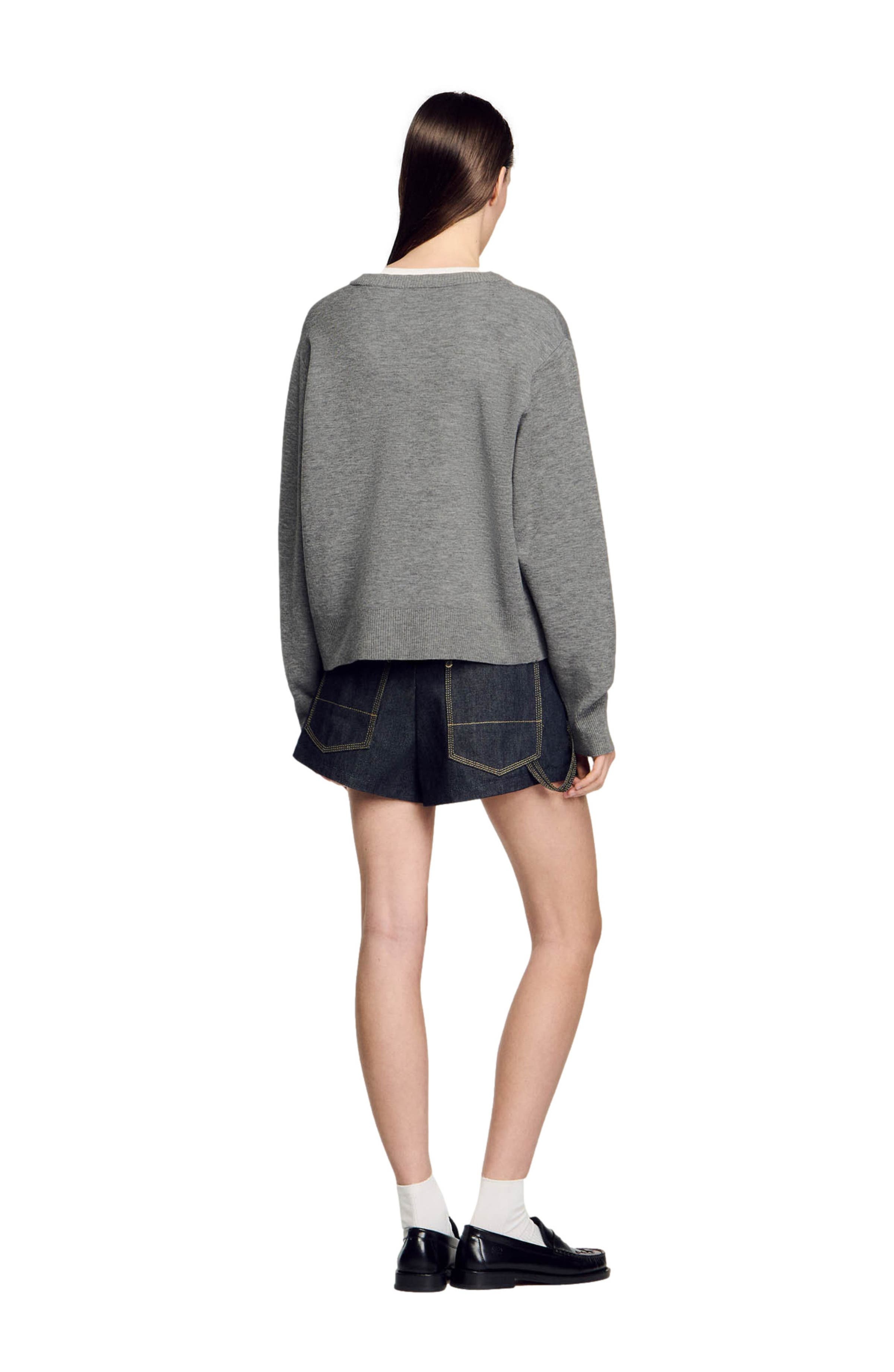 SANDRO Contrast collar sweater in Grey at Nordstrom - 2