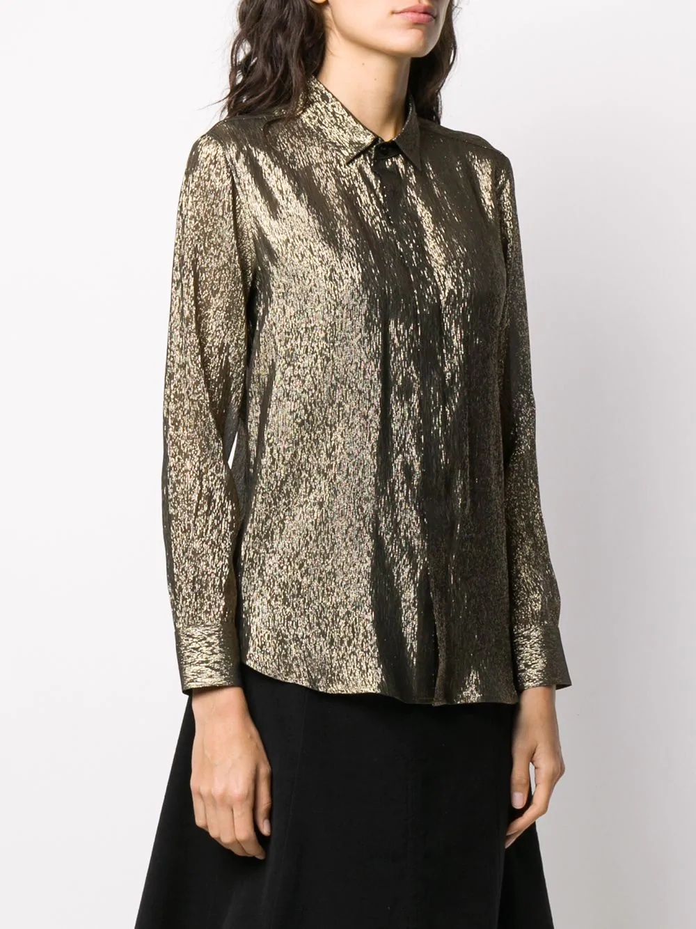 lamé silk shimmering shirt - 3