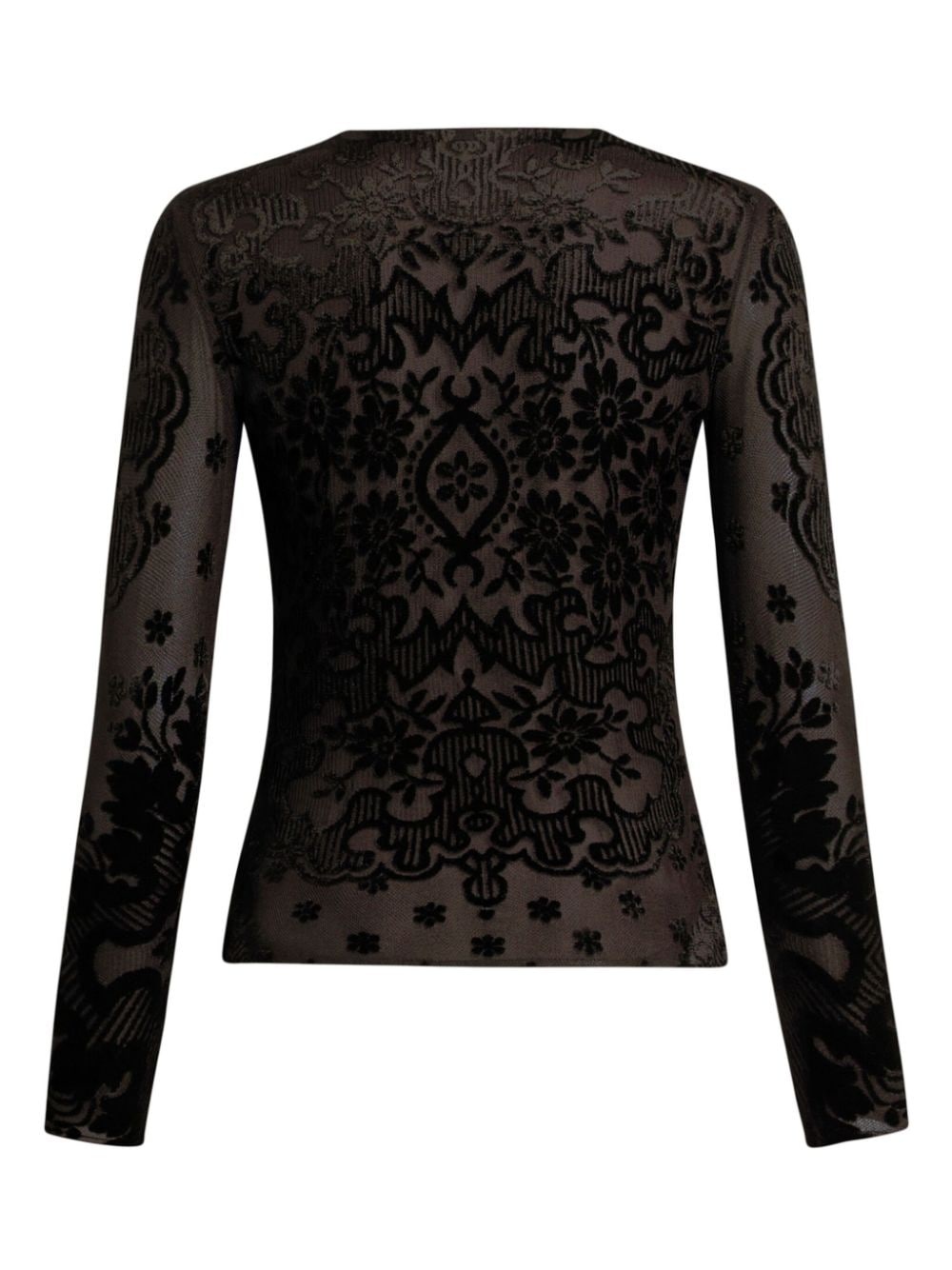 tulle and jacquard velvet top - 7