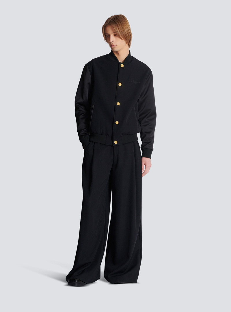 Balmain Varsity jacket in grain de poudre wool and satin outlook