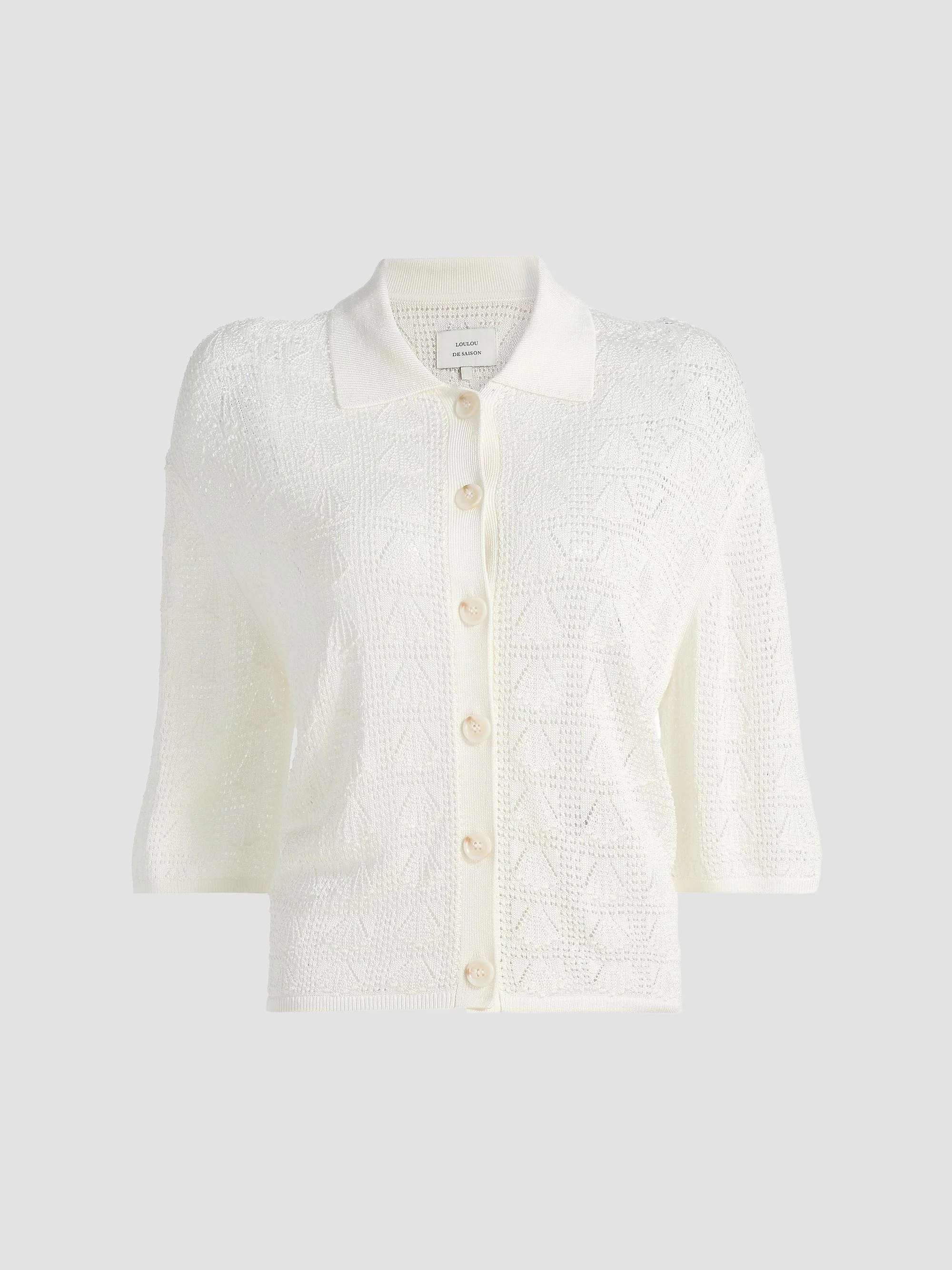 Women's Siani Lace Knit Button-Front Top - Ivory - 1