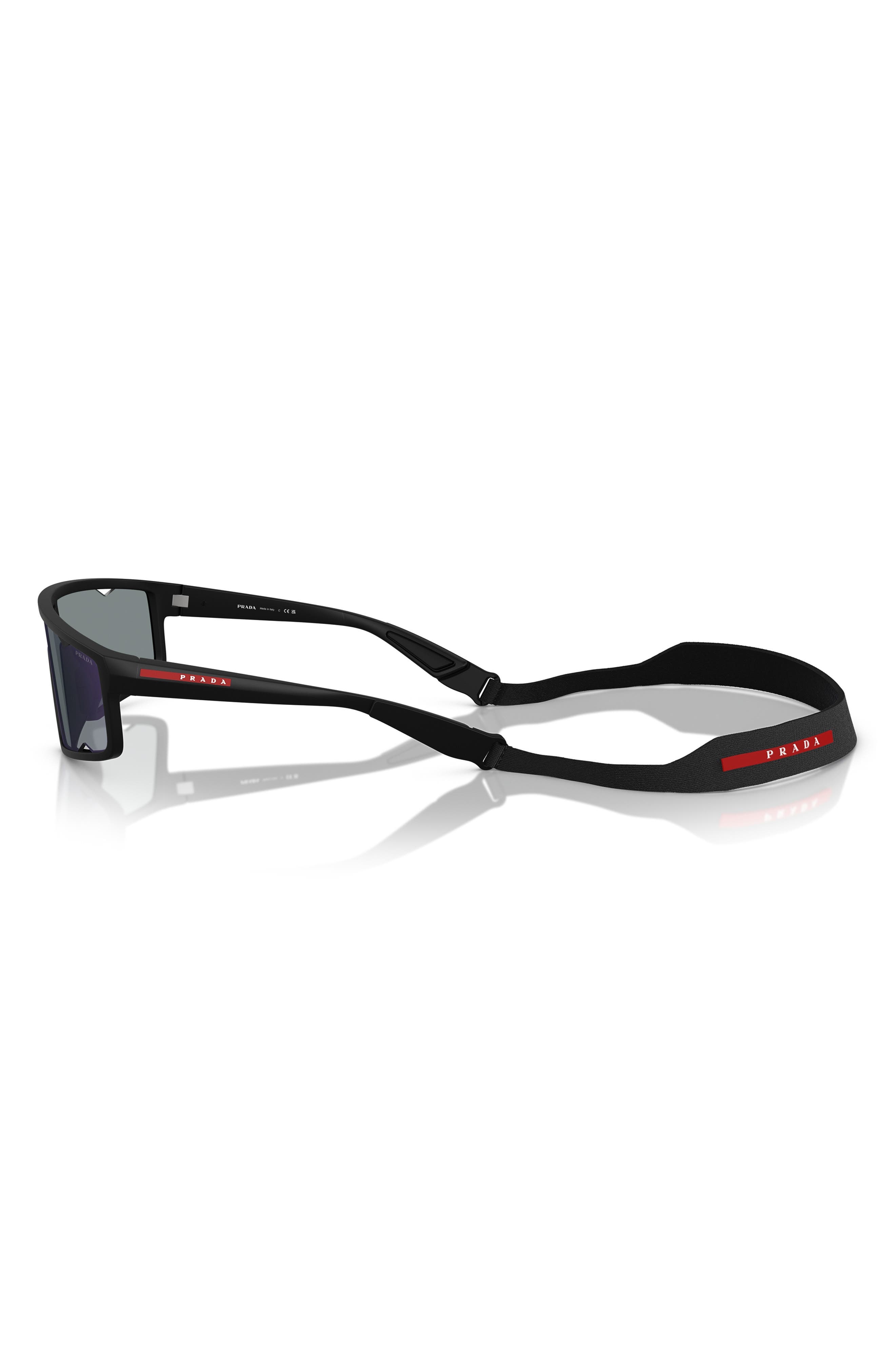 Prada PS A03S 141mm Mirrored Rectangular Sunglasses in Matte Black at Nordstrom - 3