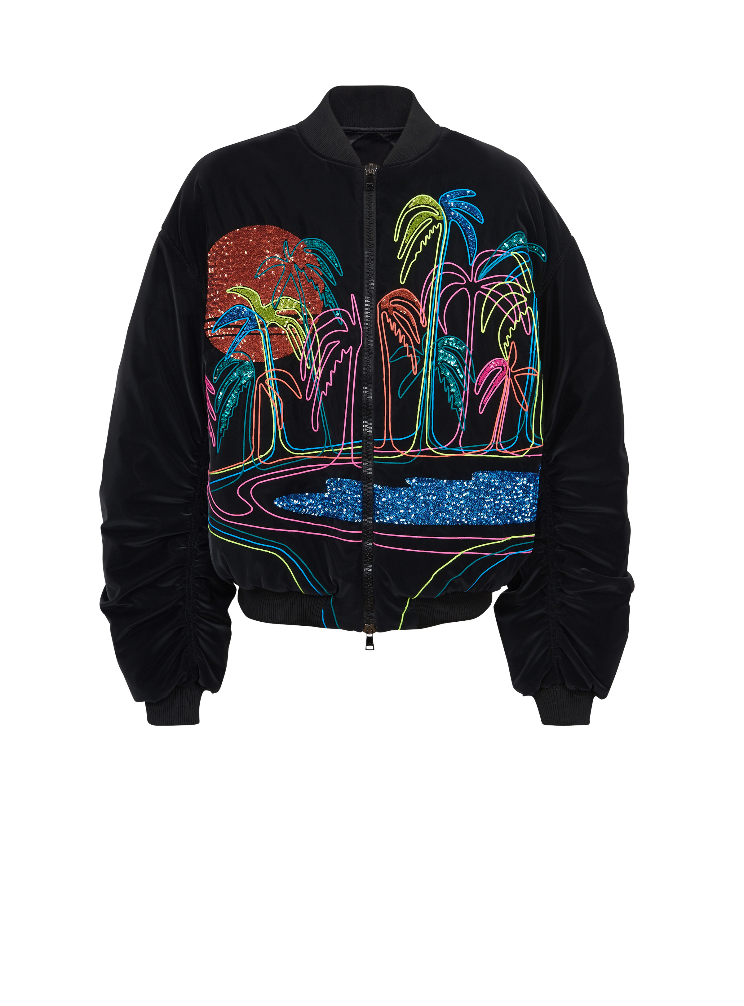 Bomber jacket with palm tree embroidery - 1