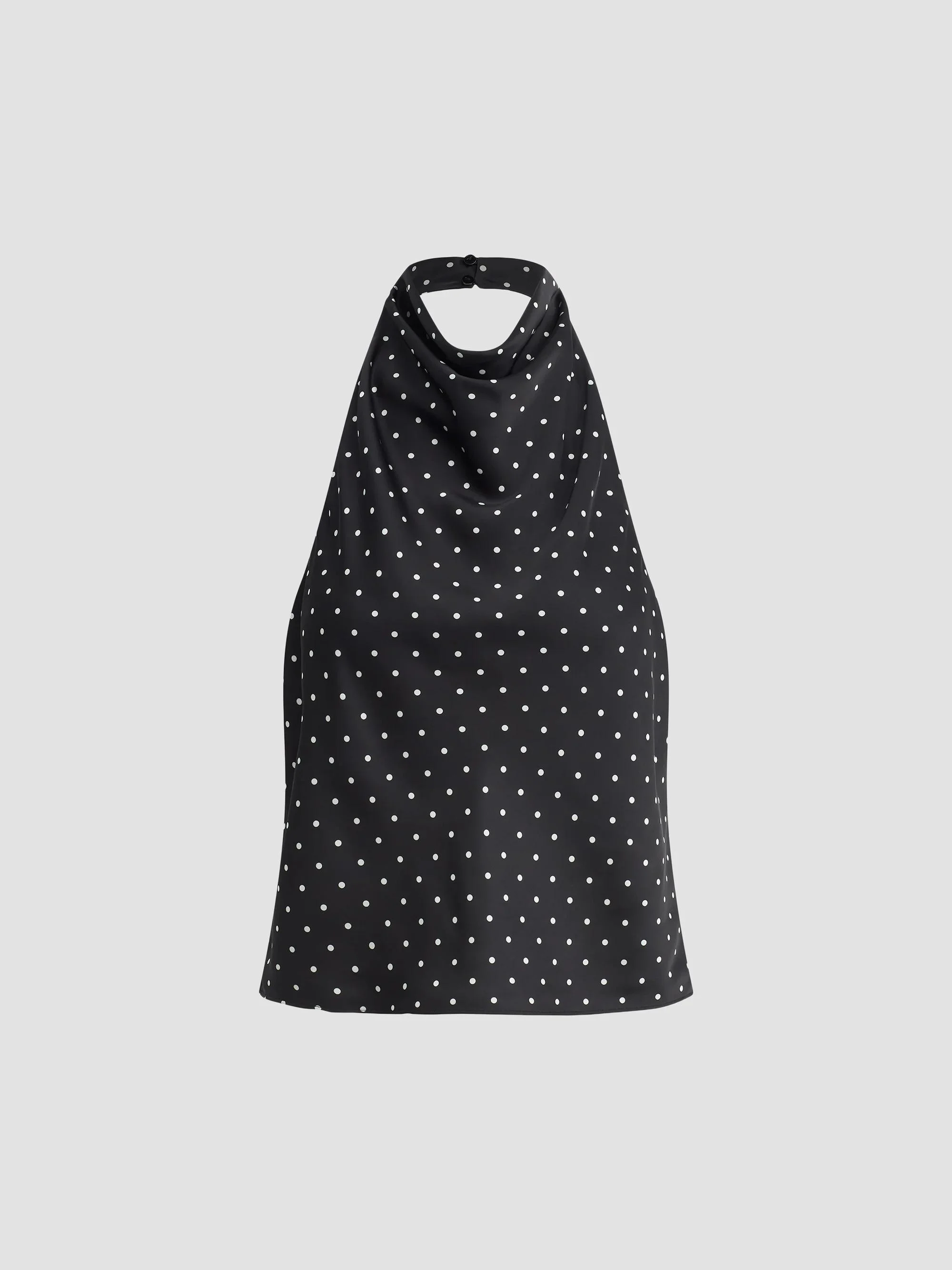 Women's The Ines Polka Dot Draped Halterneck Top - Black Polka Dot - 1