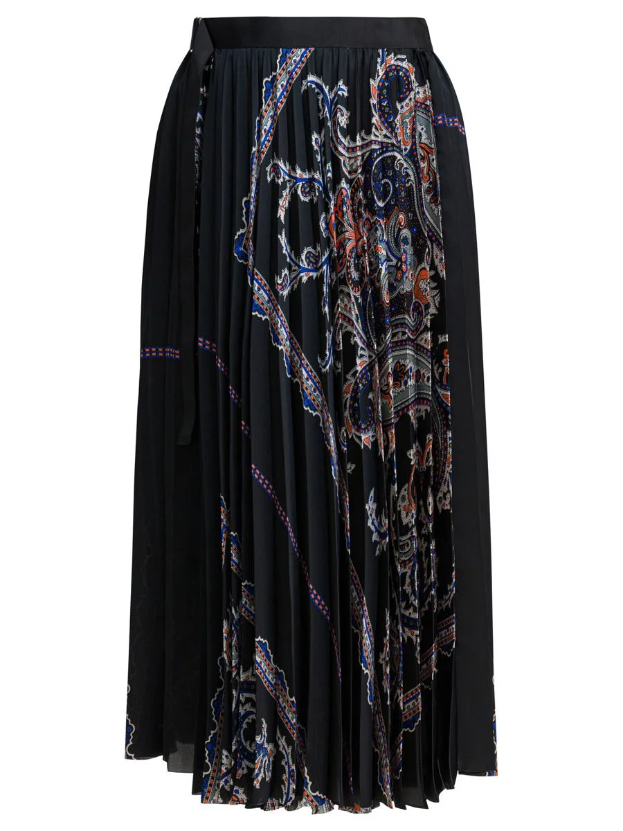 Sacai Pleated Skirt With Paisley Print - 1