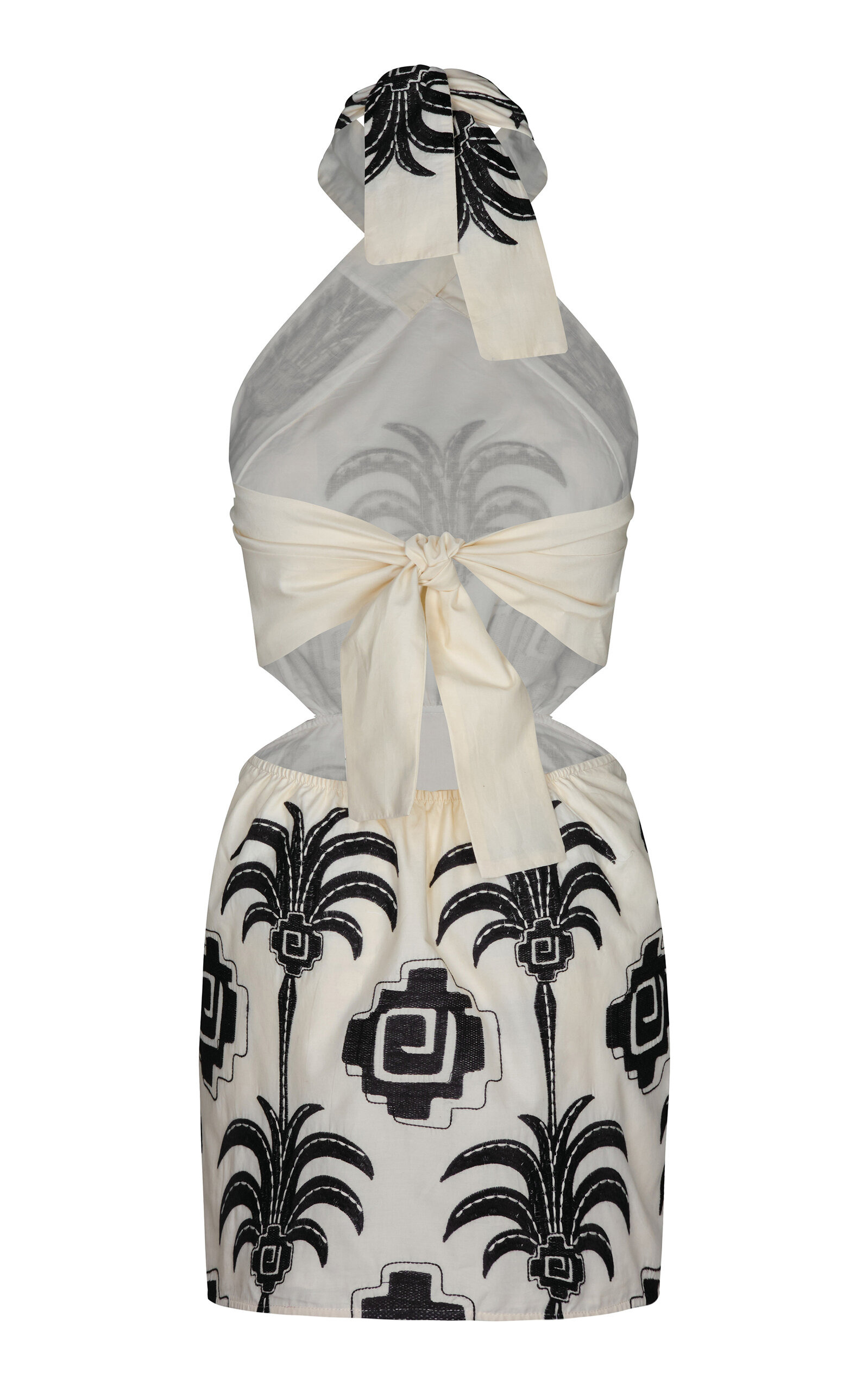 Pintaderas Cotton-Blend Halter Mini Dress black/white - 3