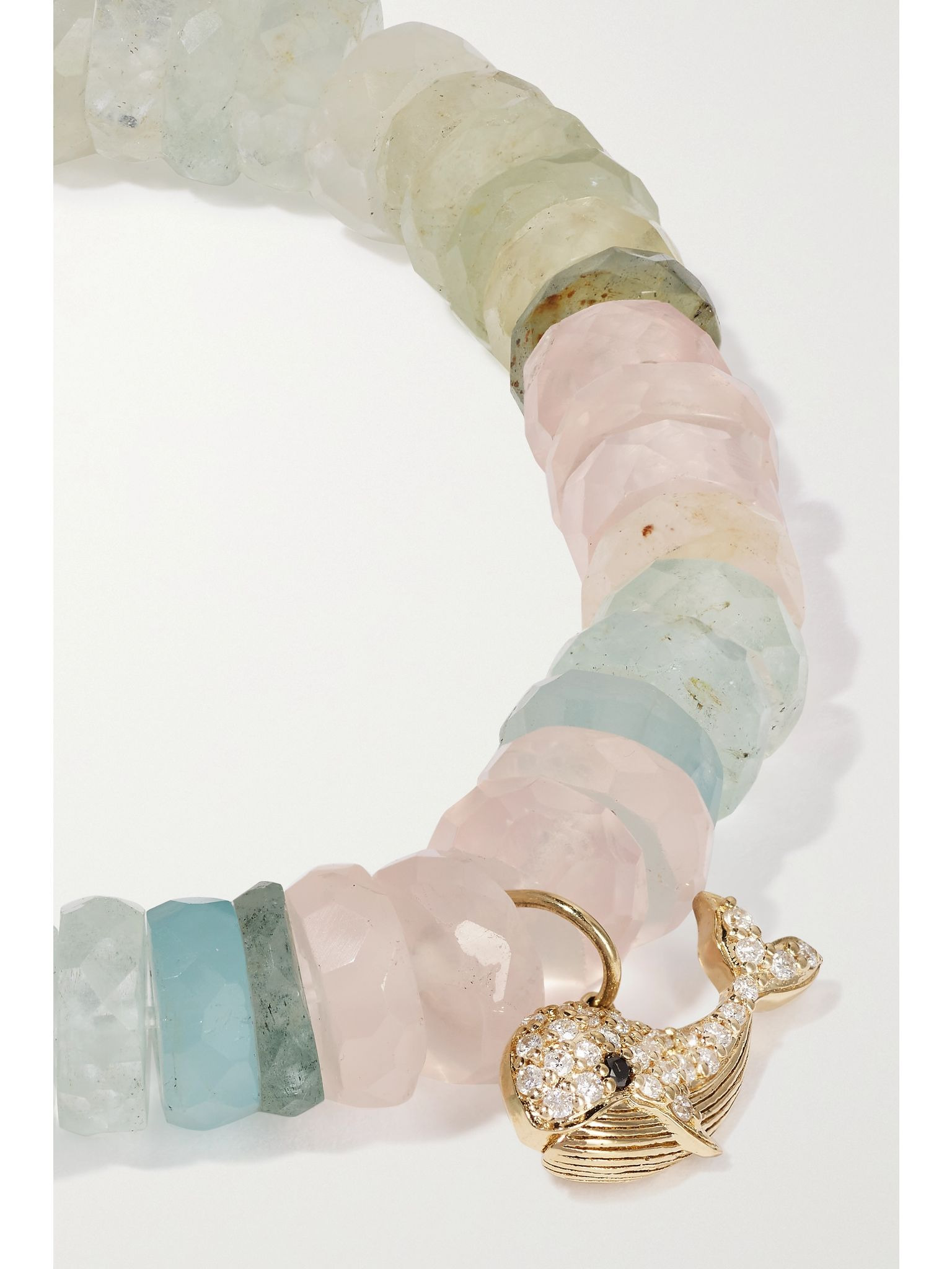 Whale 14-karat gold, aquamarine and diamond bracelet Baby pink - 4