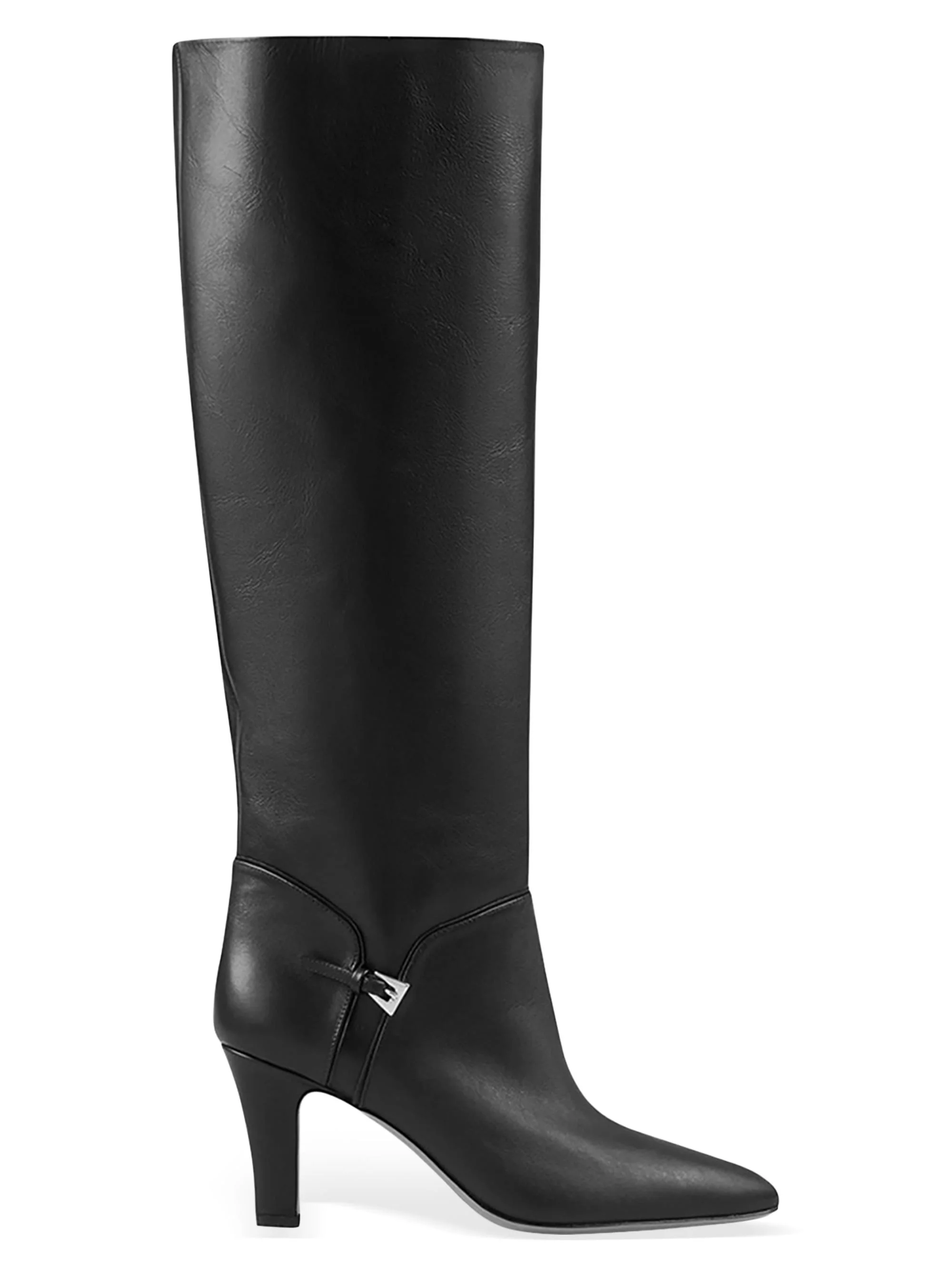 Women's Elsa 75MM Leather Knee-High Boots - Black - 1