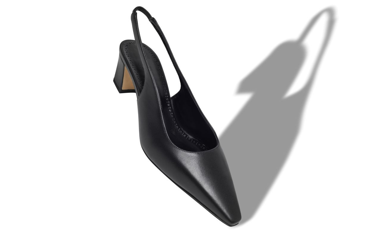 Black Nappa Leather Slingback Pumps - 2